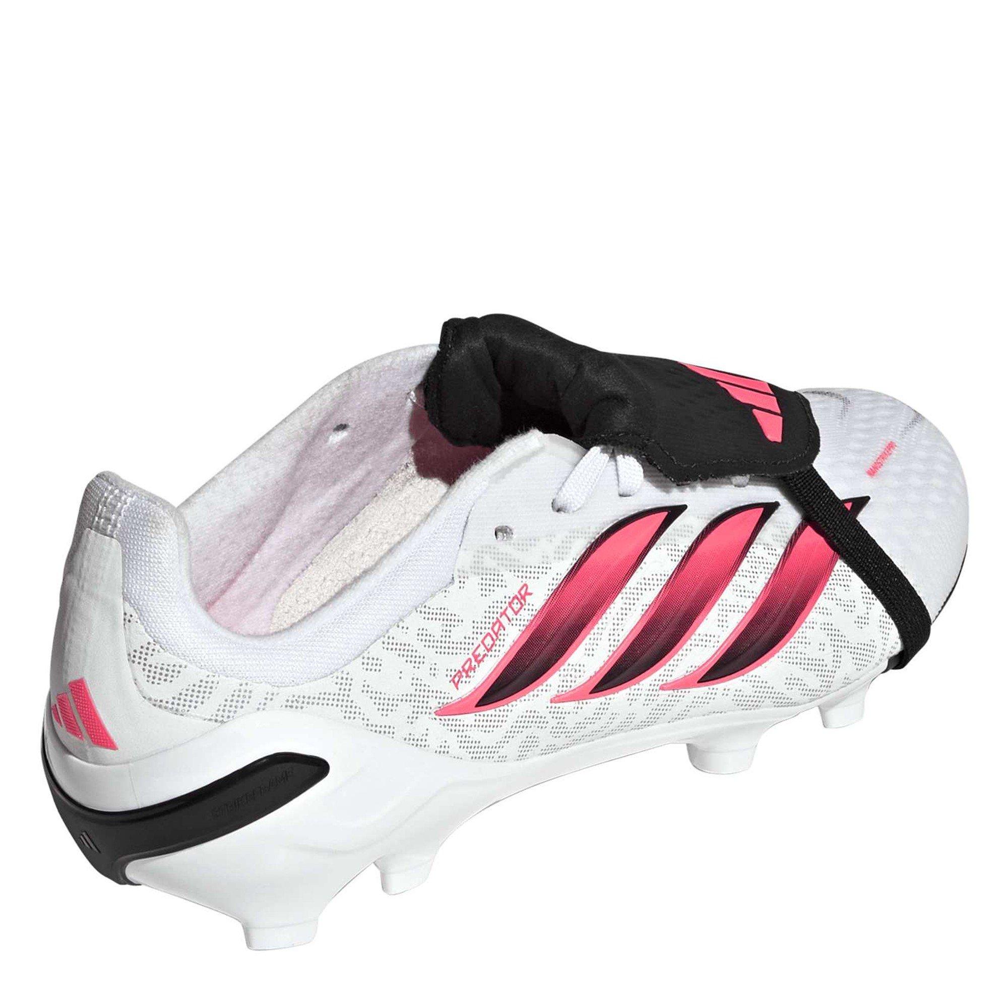 Weiß/Koralle - adidas - Kids' Predator Elite Firm Ground Fold Over Tongue Football Boots - 4