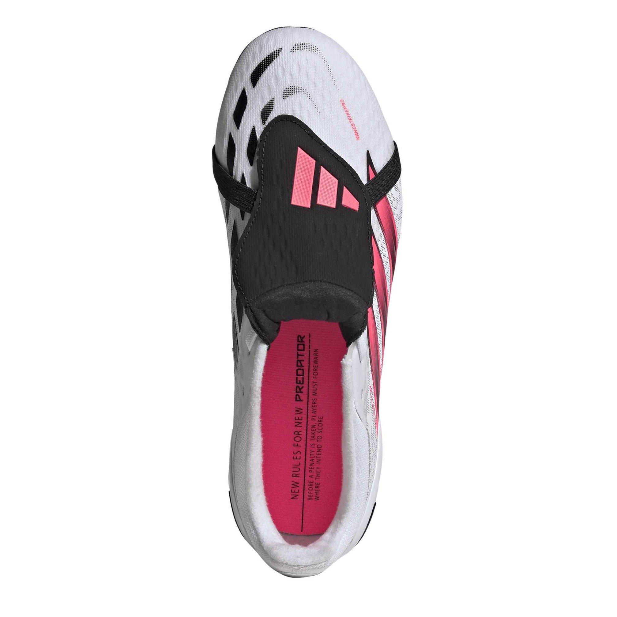 Weiß/Koralle - adidas - Kids' Predator Elite Firm Ground Fold Over Tongue Football Boots - 5