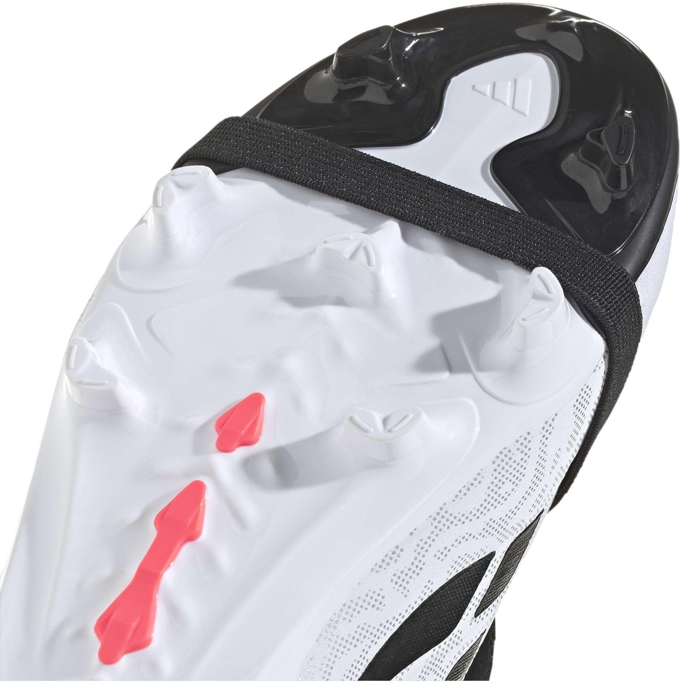 Weiß/Koralle - adidas - Kids' Predator Elite Firm Ground Fold Over Tongue Football Boots - 7