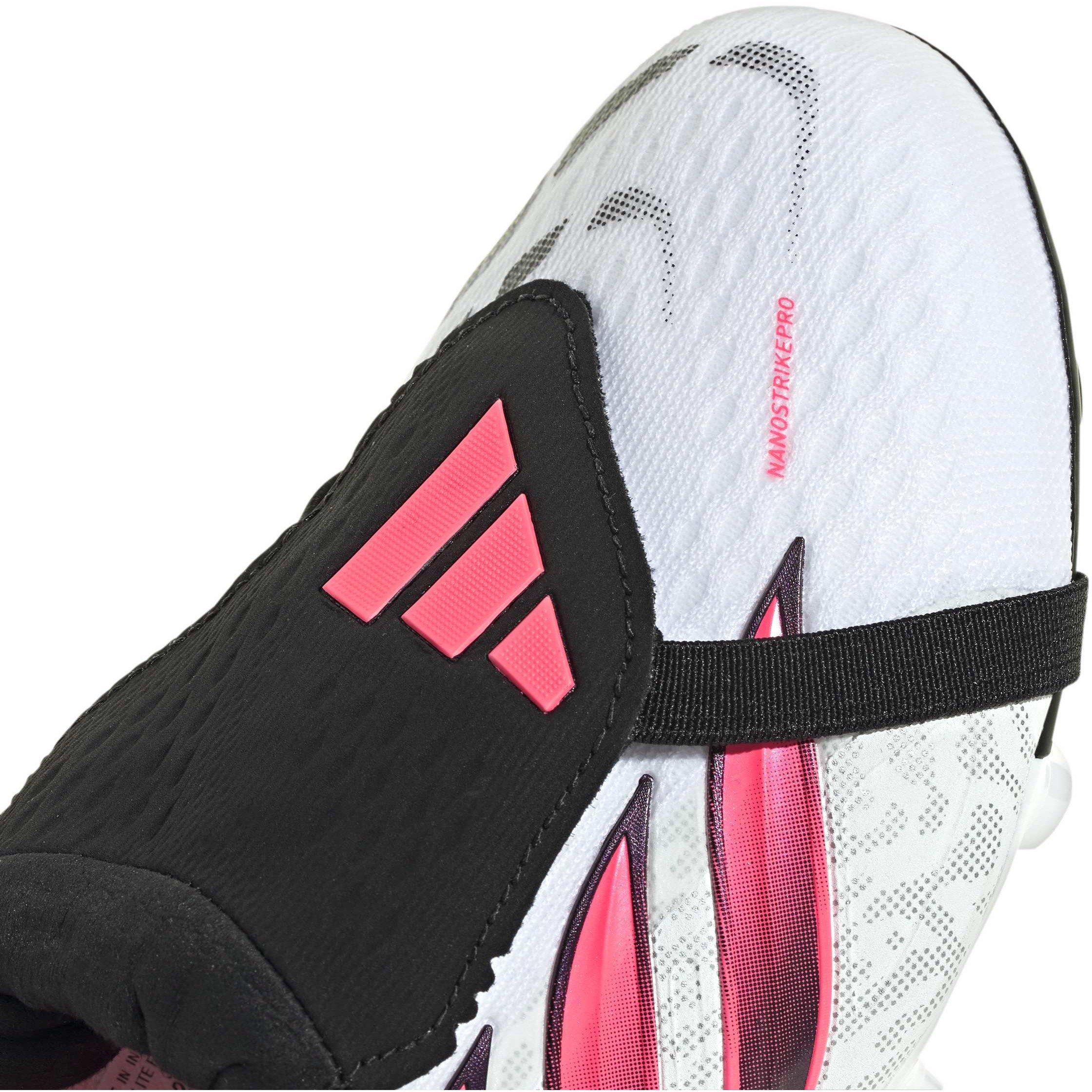 Weiß/Koralle - adidas - Kids' Predator Elite Firm Ground Fold Over Tongue Football Boots - 8