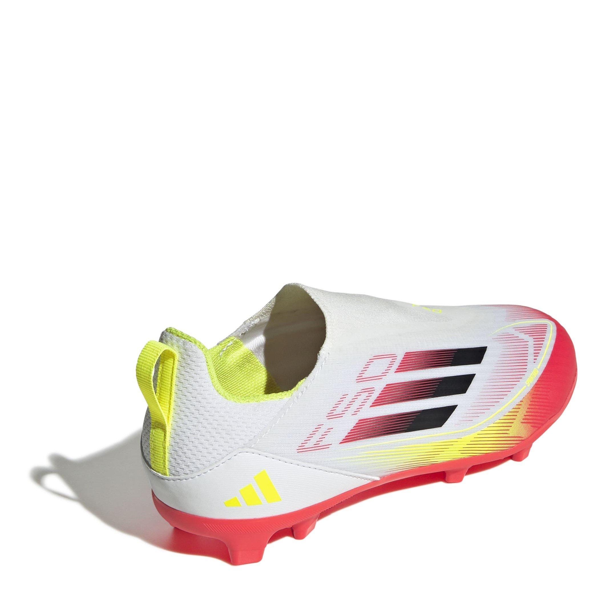 White/Red - adidas - F50 League Laceless Childrens Firm Ground Football Boots - 4