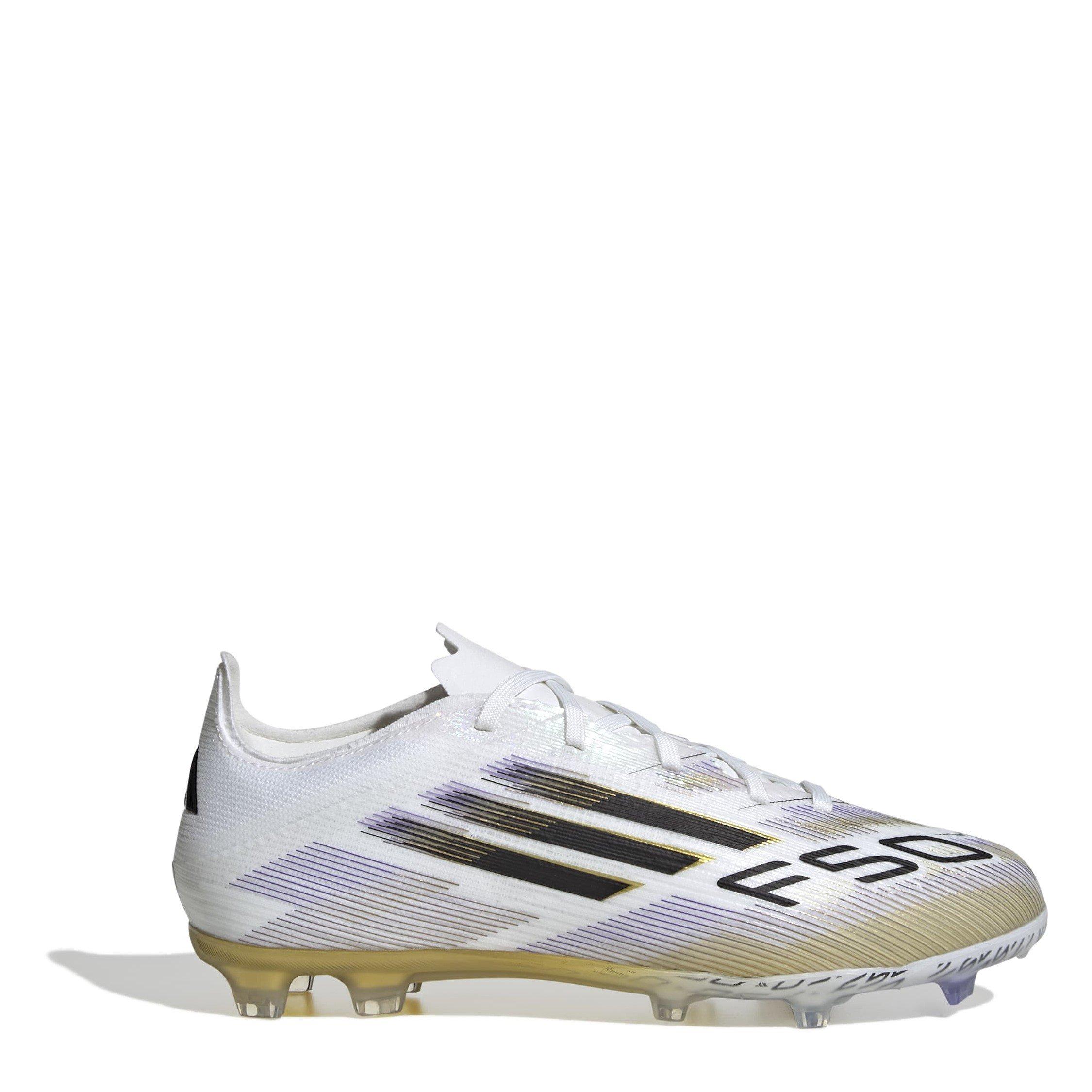 Adidas Boys F50 Elite Childrens Firm Ground Football Boots - White/Blk/Gold - C11 (29)