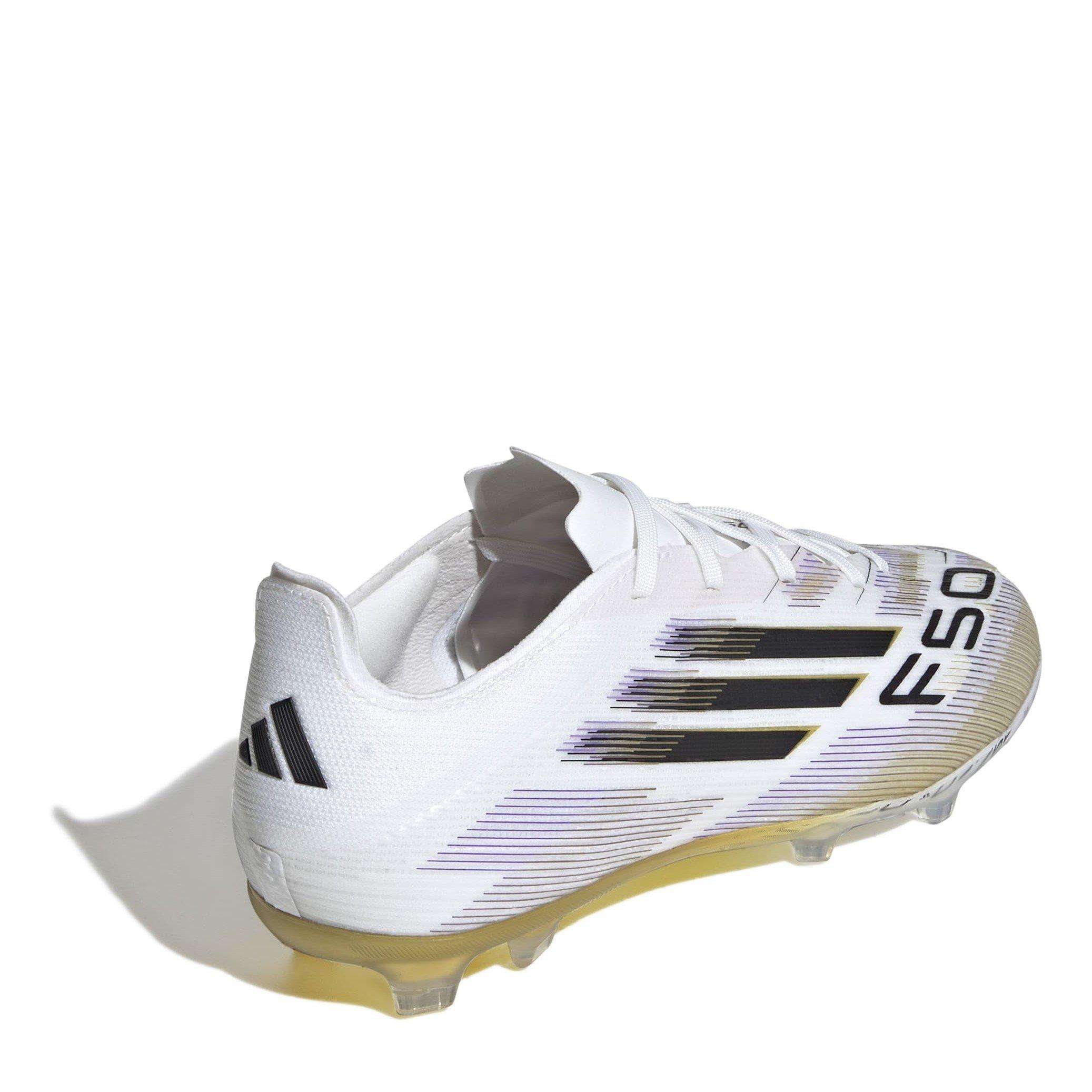 Blanc/Noir/Or - adidas - F50 Elite Childrens Firm Ground Football Boots - 4