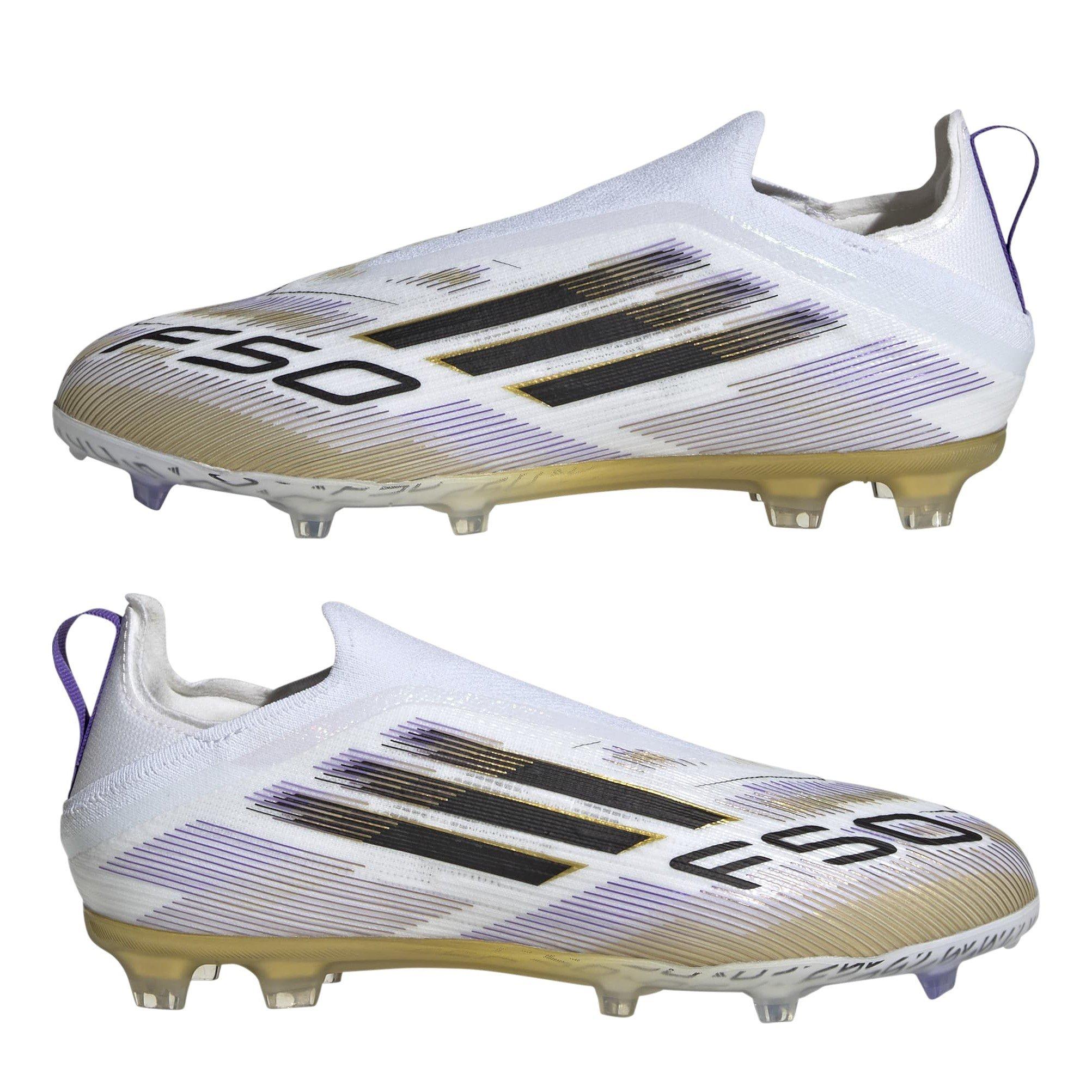 Bianco/Nero/Oro - adidas - F50 Laceless Childrens Firm Ground Football Boots - 9