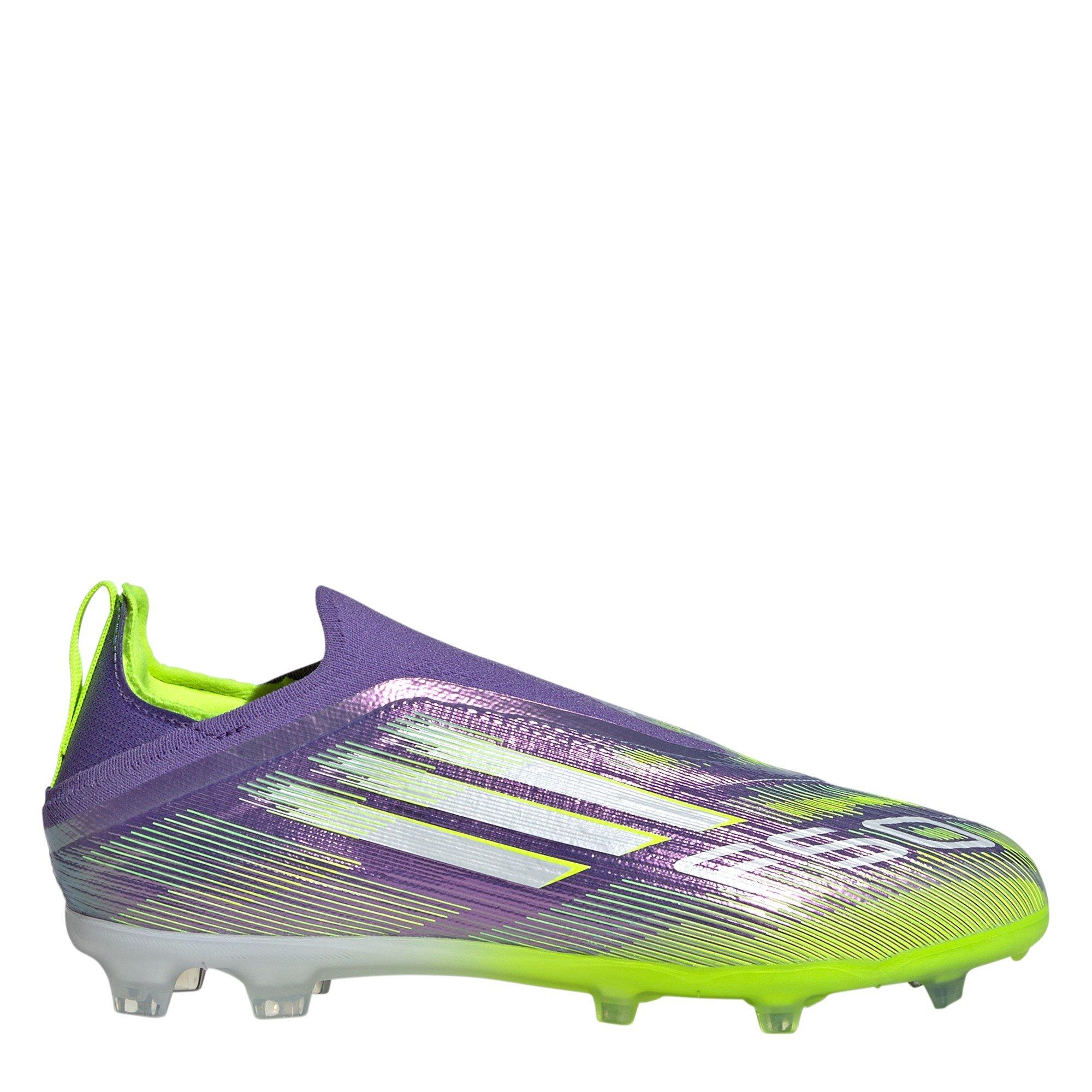 Adidas Boys F50 Laceless Childrens Firm Ground Football Boots - Purple/White - C11 (29)