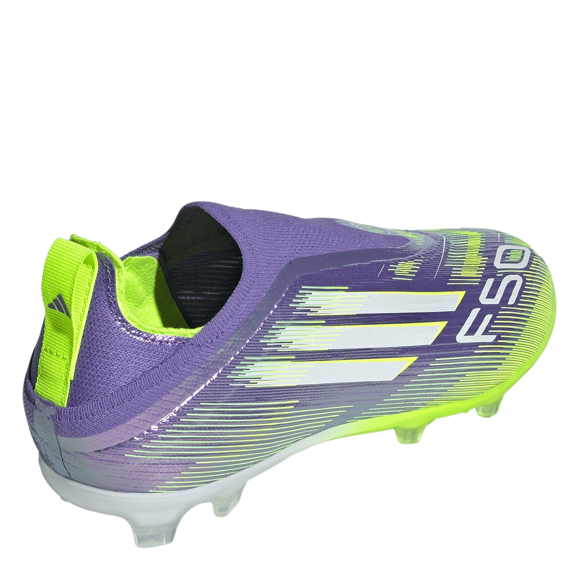 Ljubičasta/Bijela - adidas - F50 Laceless Childrens Firm Ground Football Boots - 4