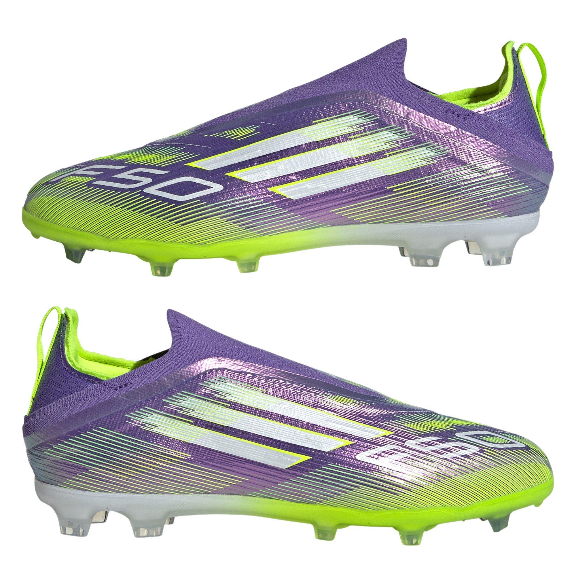 Ljubičasta/Bijela - adidas - F50 Laceless Childrens Firm Ground Football Boots - 9