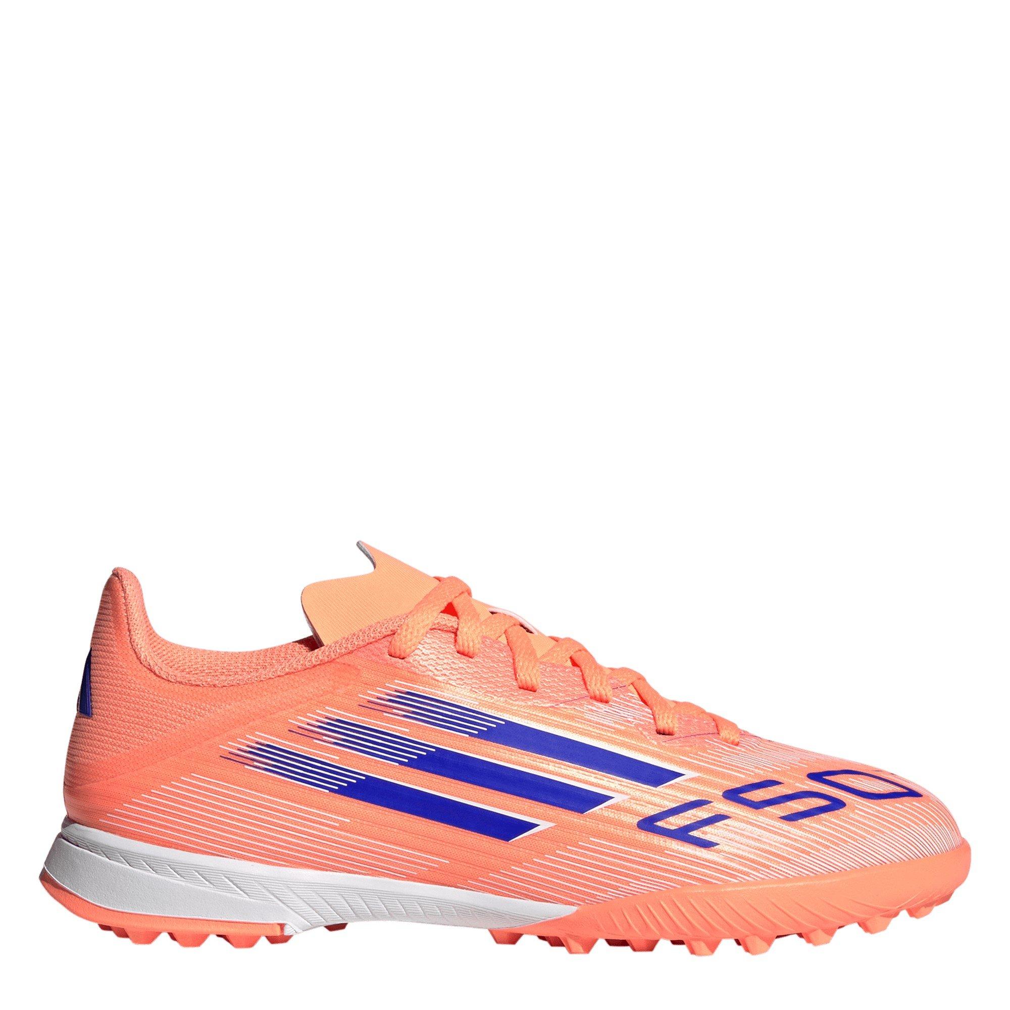 Adidas Boys F50 League Childrens Astro Turf Football Boots - Orange/Blue - C13 (31.5)