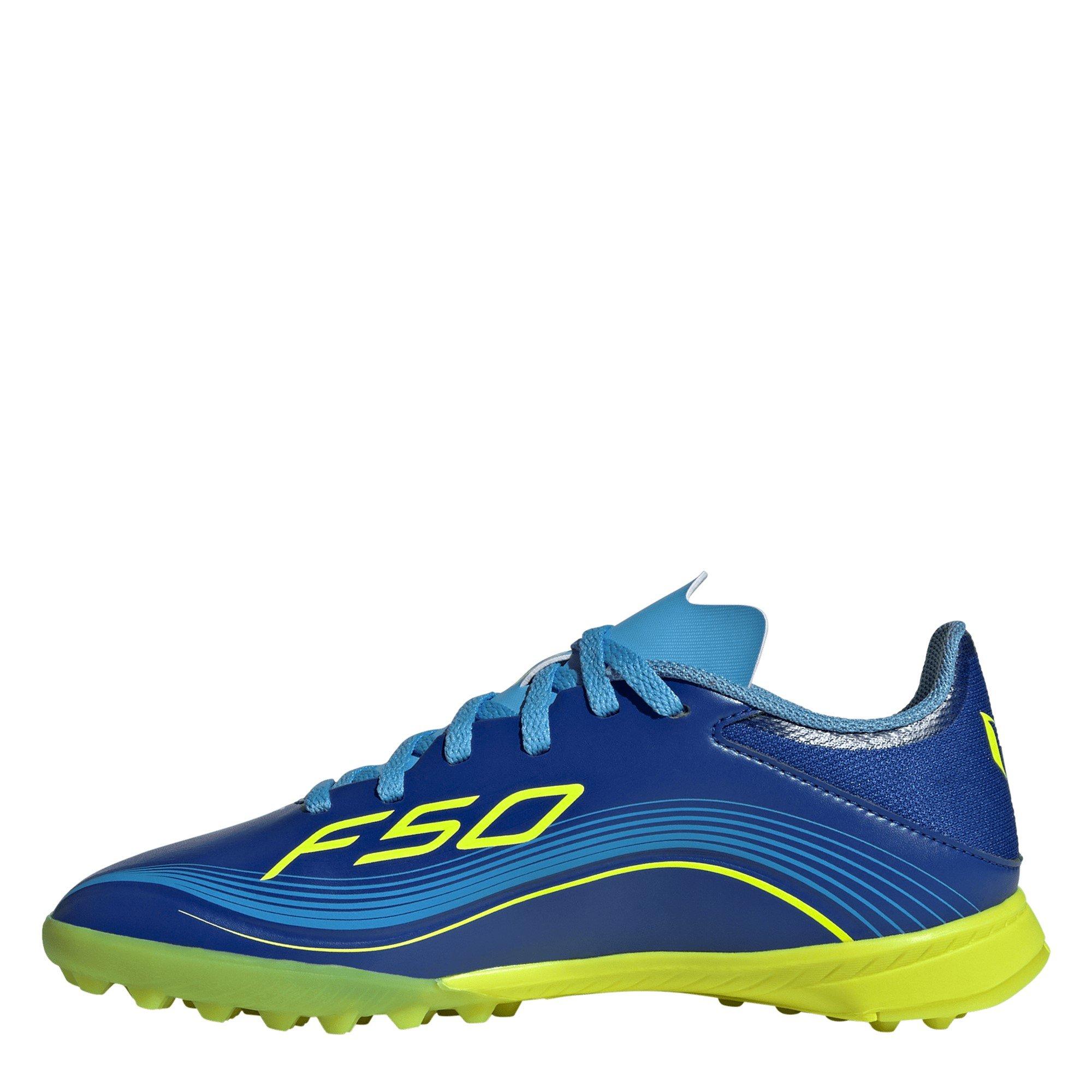 Blue/Yellow - adidas - F50 League Childrens Astro Turf Football Boots - 2