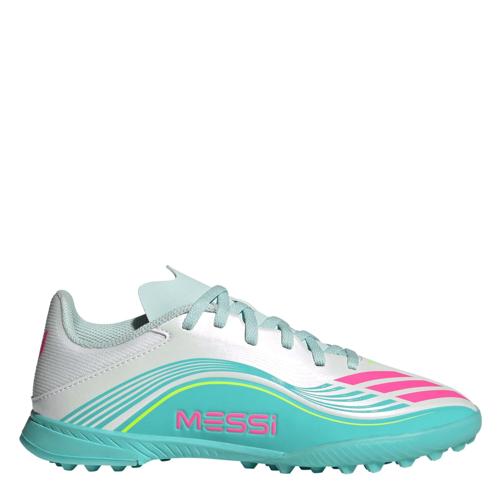 Adidas Boys F50 League Childrens Astro Turf Football Boots - Wht/Pink/Blue - C11 (29)