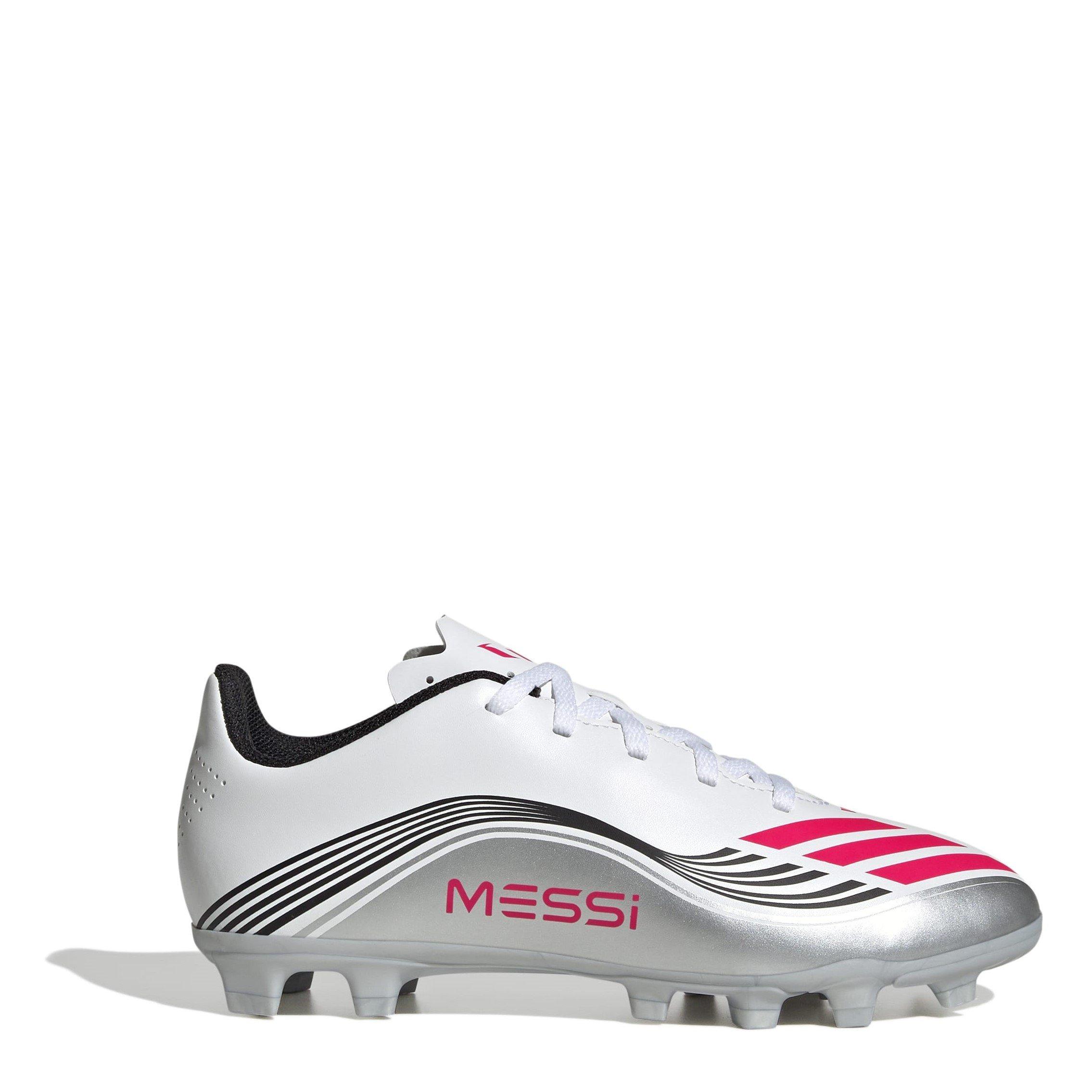 Adidas Boys F50 Club Childrens Firm Ground Football Boots - White/Red - C13 (31.5)