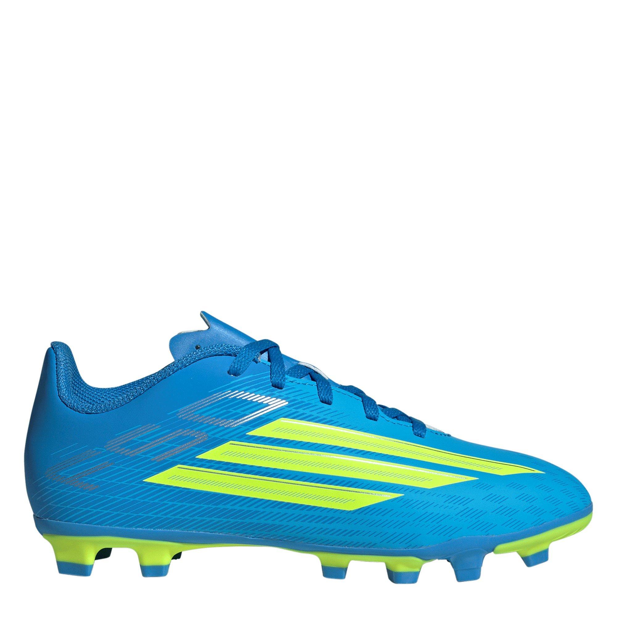 Adidas Boys F50 Club Childrens Firm Ground Football Boots - Blue/Yellow - C13 (31.5)
