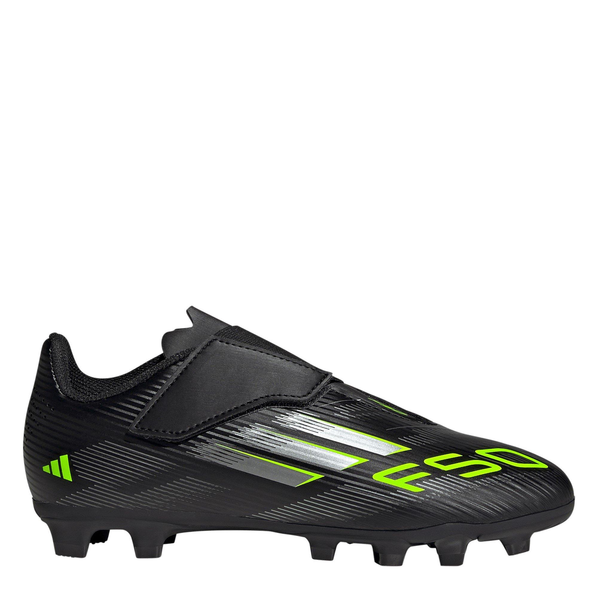 Adidas Boys F50 Club Childrens Firm Ground Football Boots - Black/Lemon - C10 (28)
