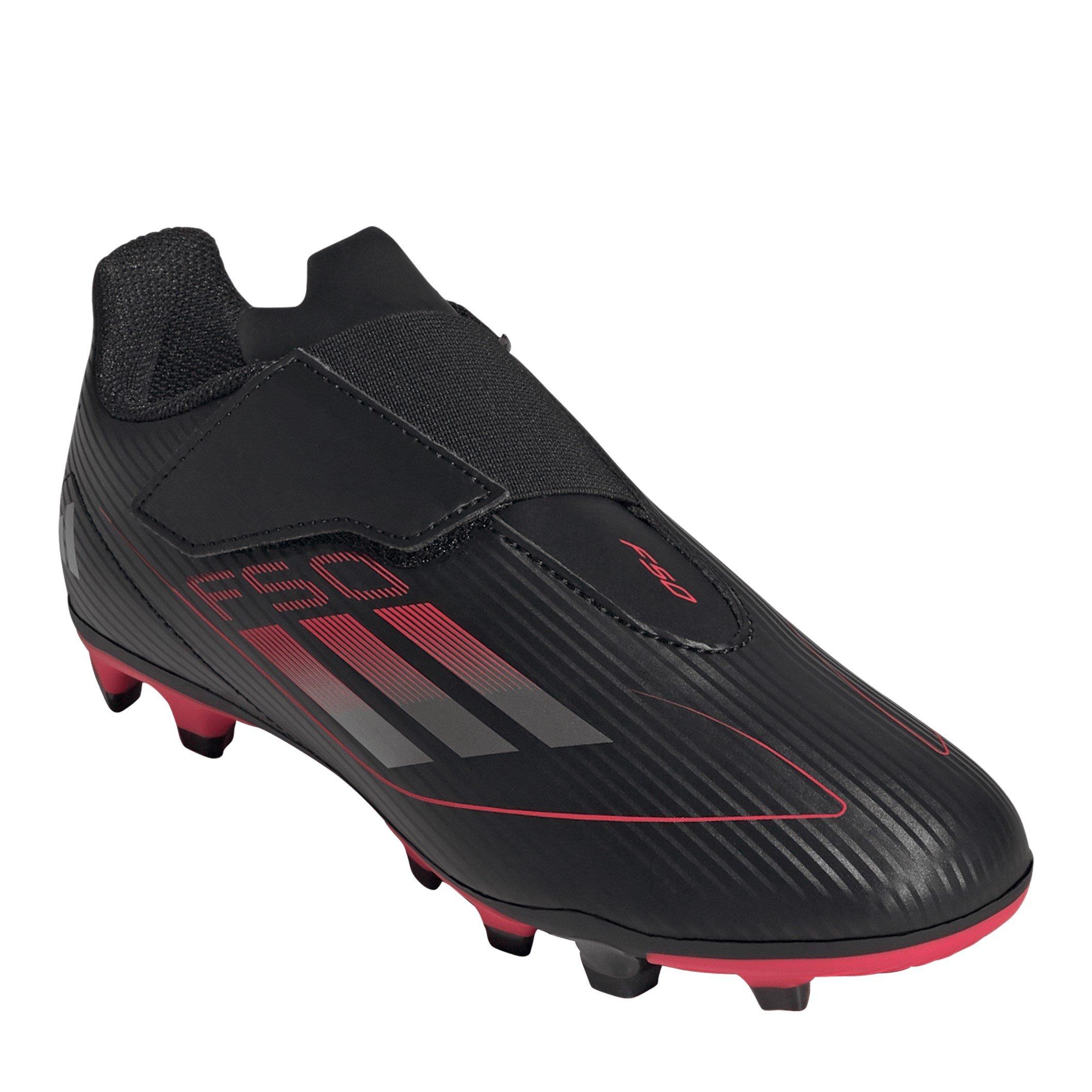 Crna/Met/Crvena - adidas - Kids F50 Club Hook and Loop Firm Ground Football Boots - 3
