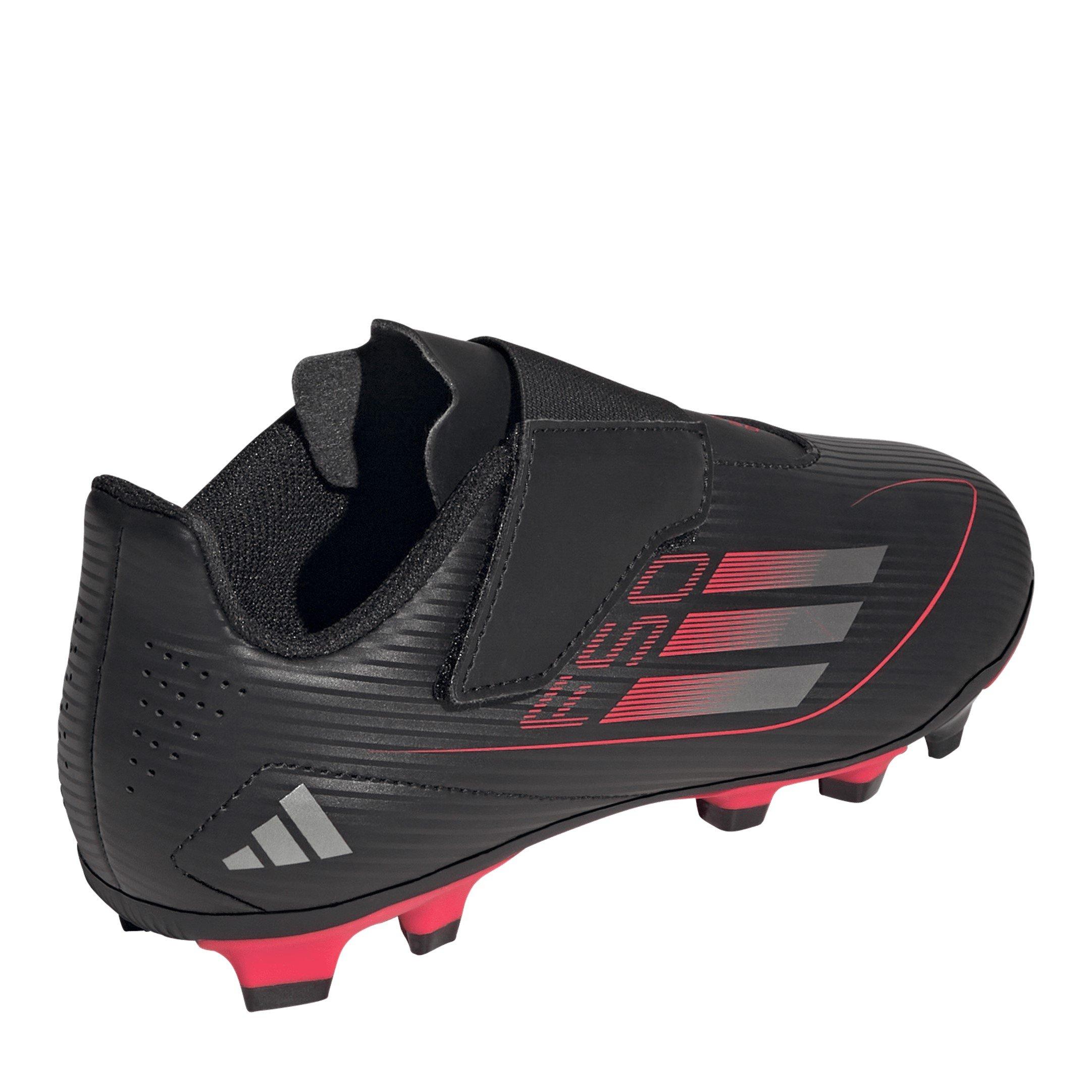 Crna/Met/Crvena - adidas - Kids F50 Club Hook and Loop Firm Ground Football Boots - 4