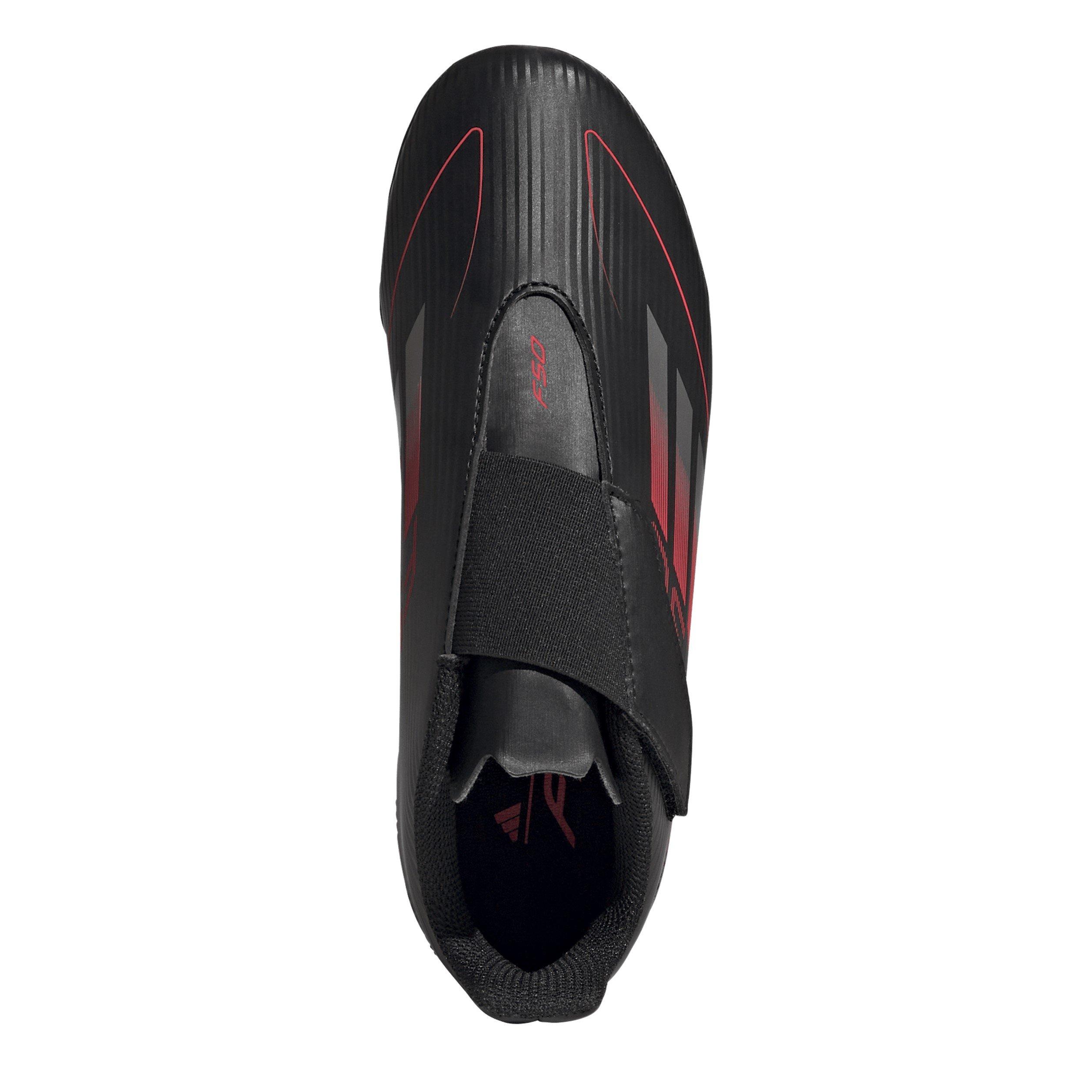 Crna/Met/Crvena - adidas - Kids F50 Club Hook and Loop Firm Ground Football Boots - 5