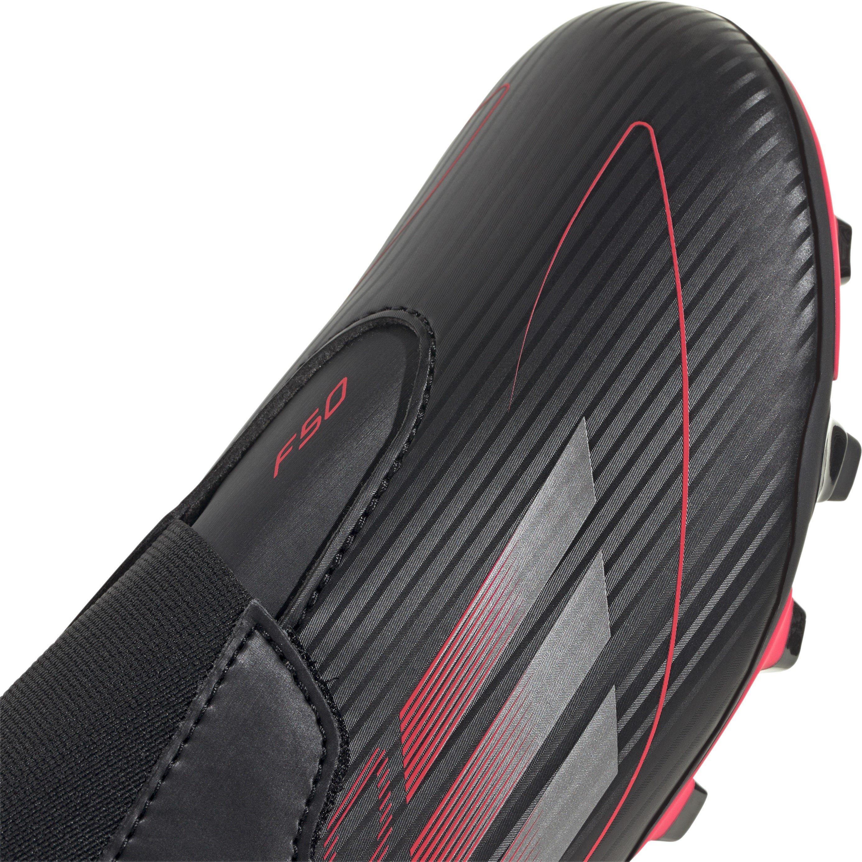 Crna/Met/Crvena - adidas - Kids F50 Club Hook and Loop Firm Ground Football Boots - 8