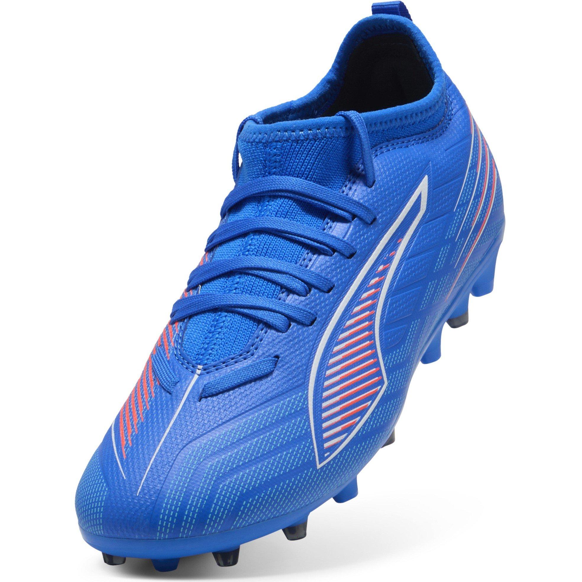 ltrBl-Wht-GlwRd - Puma - Unisex Kids' Ultra 6 Match Mg Firm Ground Football Boots - 6