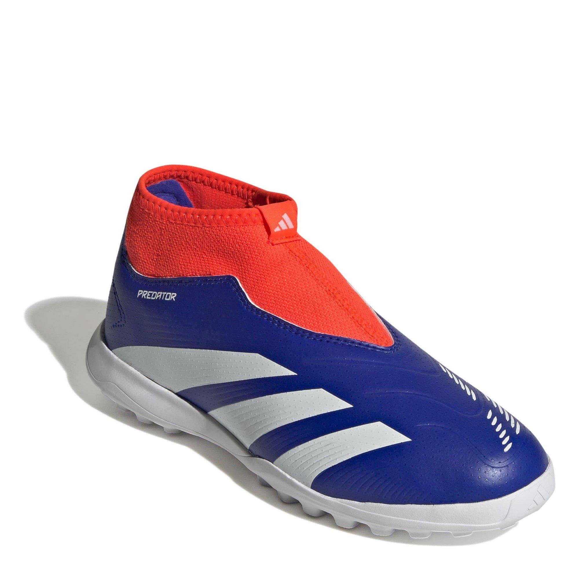 Blue/White - adidas - Predator League Laceless Children's Astro Turf Football Boots - 3