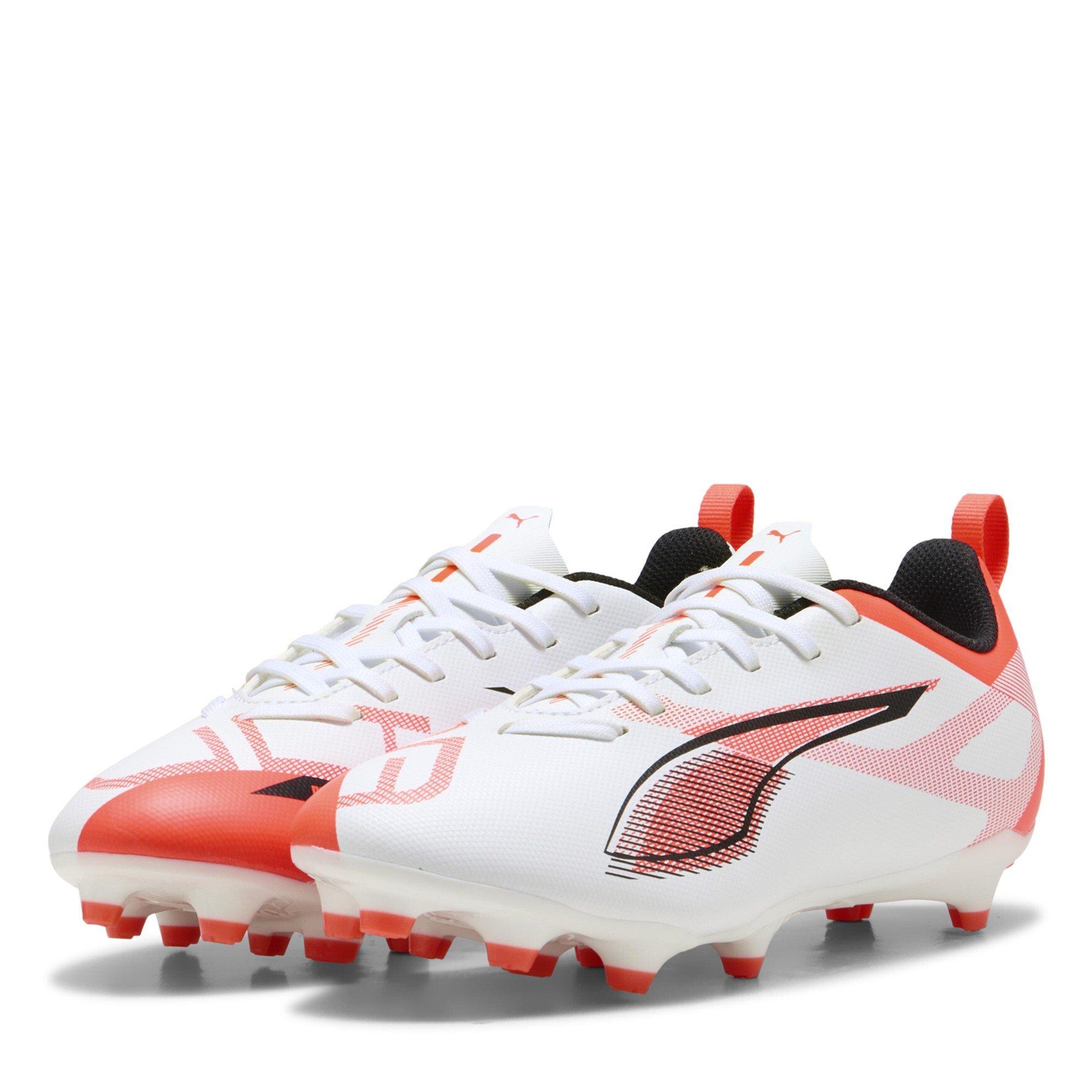 Puma Boys Childrens Ultra 5 Play Firm Ground Football Boots - White/Red - C13 (32)