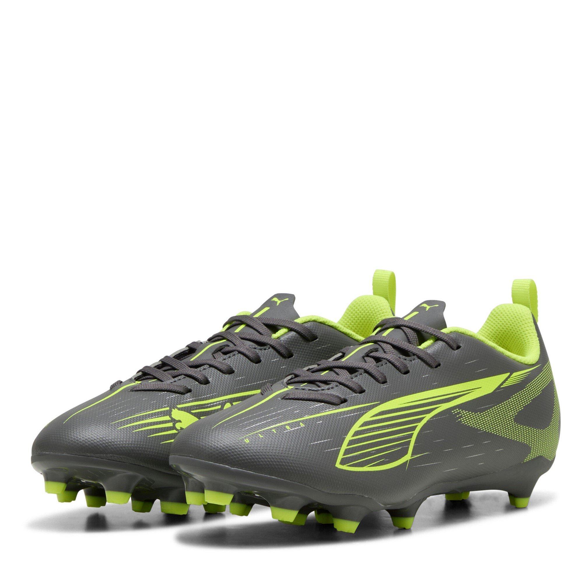 Puma Boys Childrens Ultra 5 Play Firm Ground Football Boots - Silver/Yellow - C13 (32)