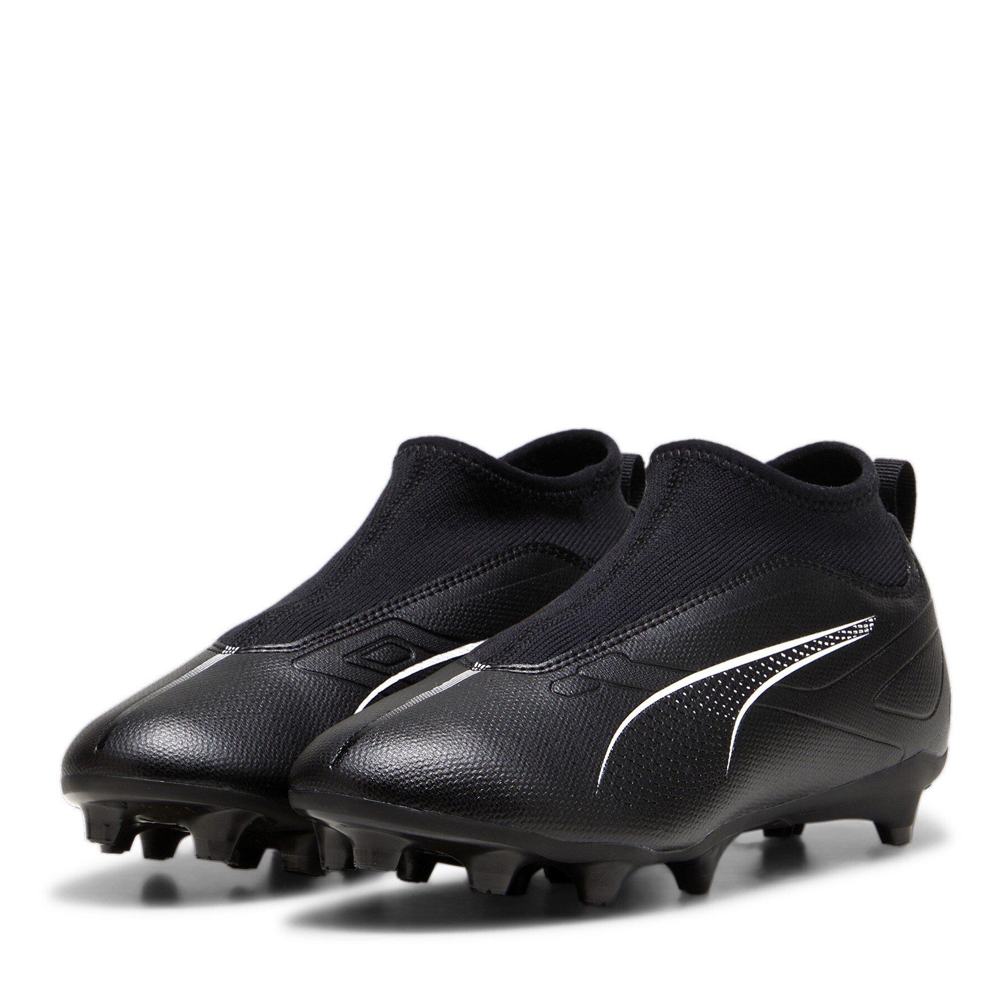 Puma Boys Kids' Ultra Match+ Laceless Junior Firm Ground Football Boot - Black/White - C11.5 (30)