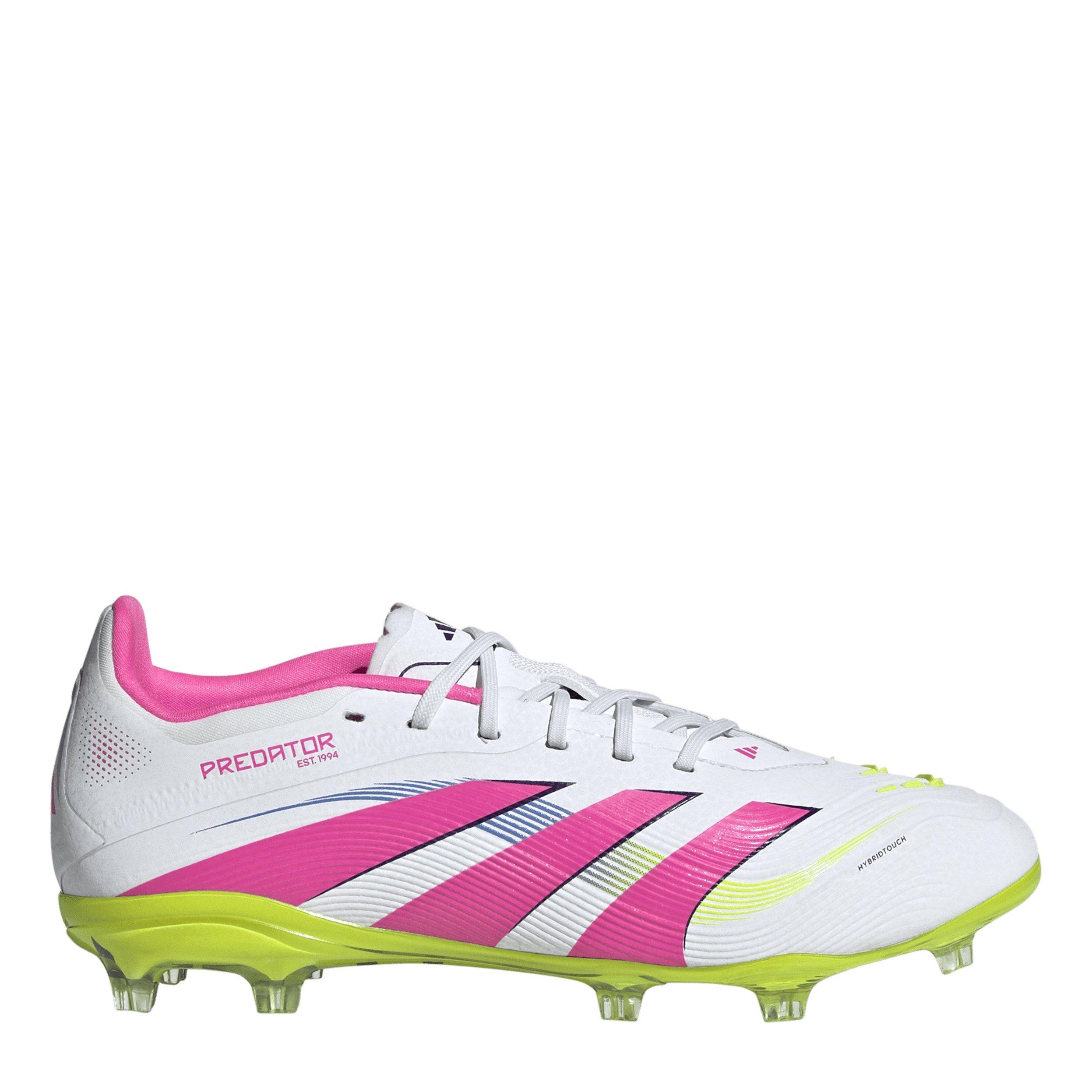 Adidas  Kids ' Pred Elt Firm Ground Football Boots - Wht/Pink/Lem - C13.5 (32)