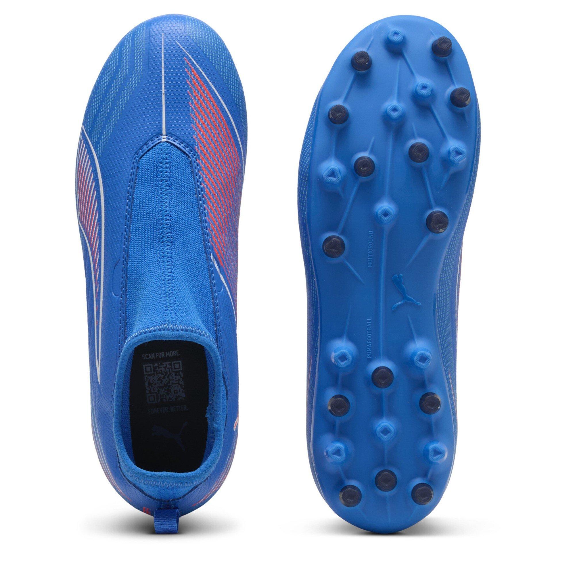 ltrBl-Wht-GlwRd - Puma - Unisex Kids' Firm Ground Football Boots - 3