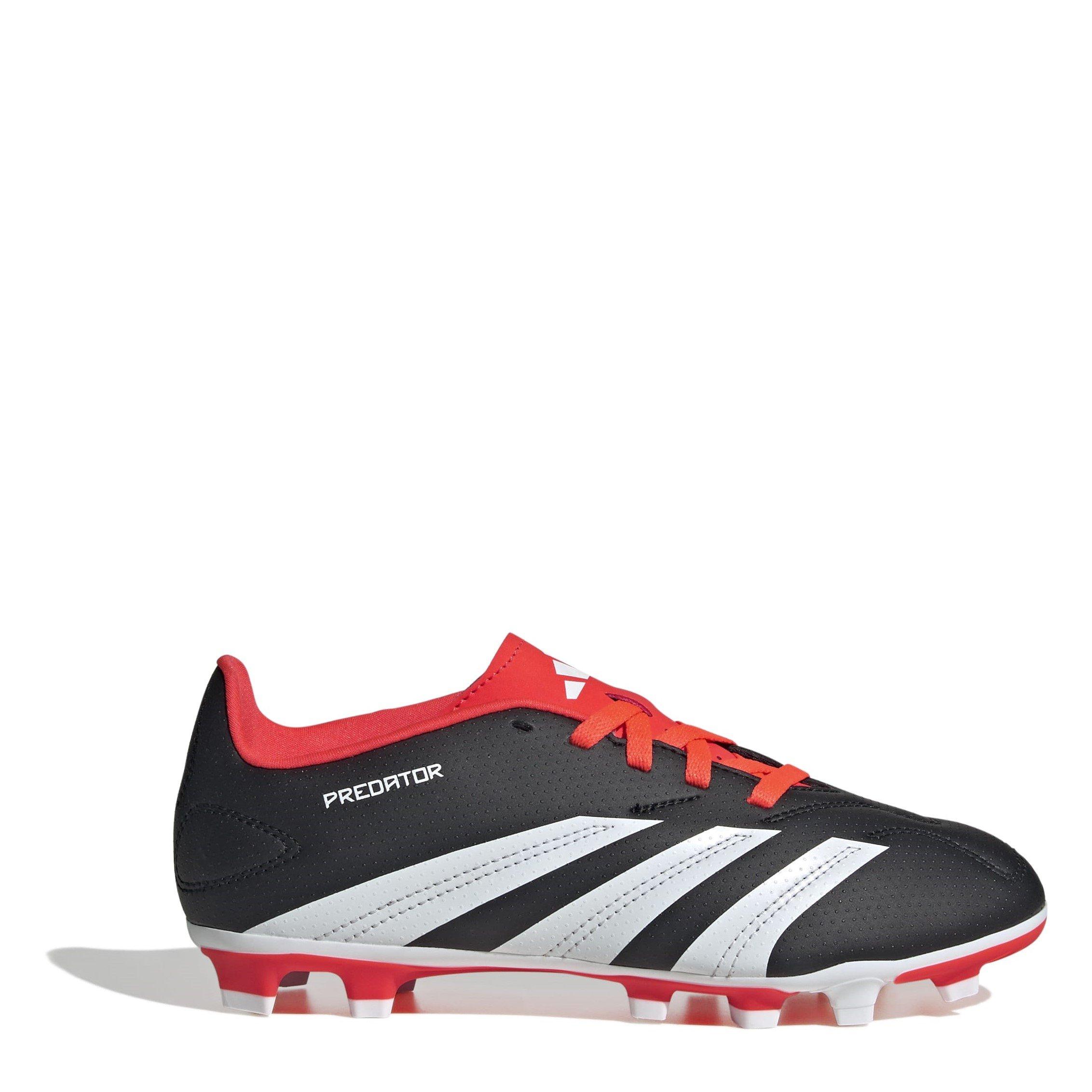 Adidas Boys Predator 24 Club Children's Flexible Ground Football Boots - Black/White/Red - 2 (34)
