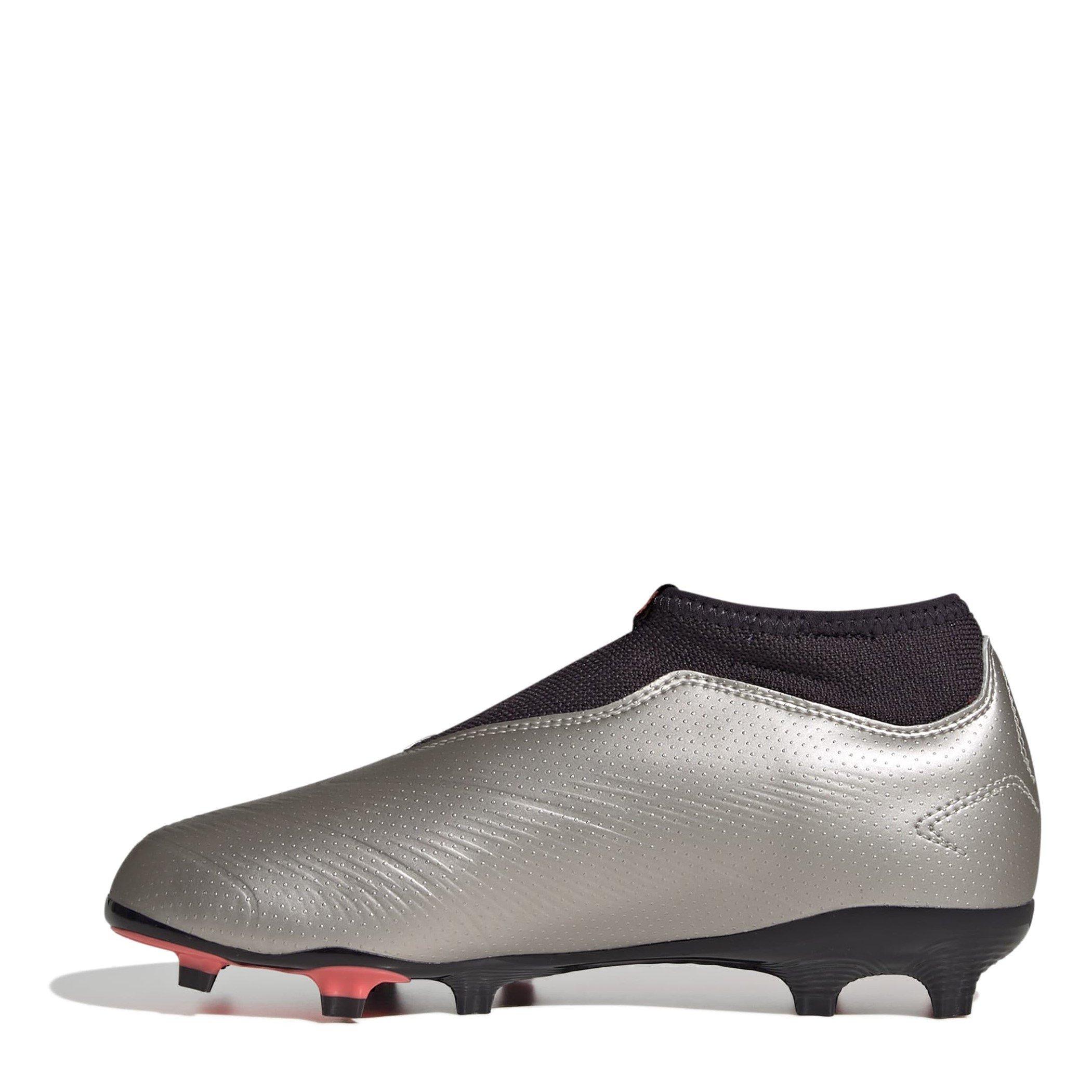 Silver/Black - adidas - Predator 24 League Laceless Childrens Firm Ground Football Boots - 2