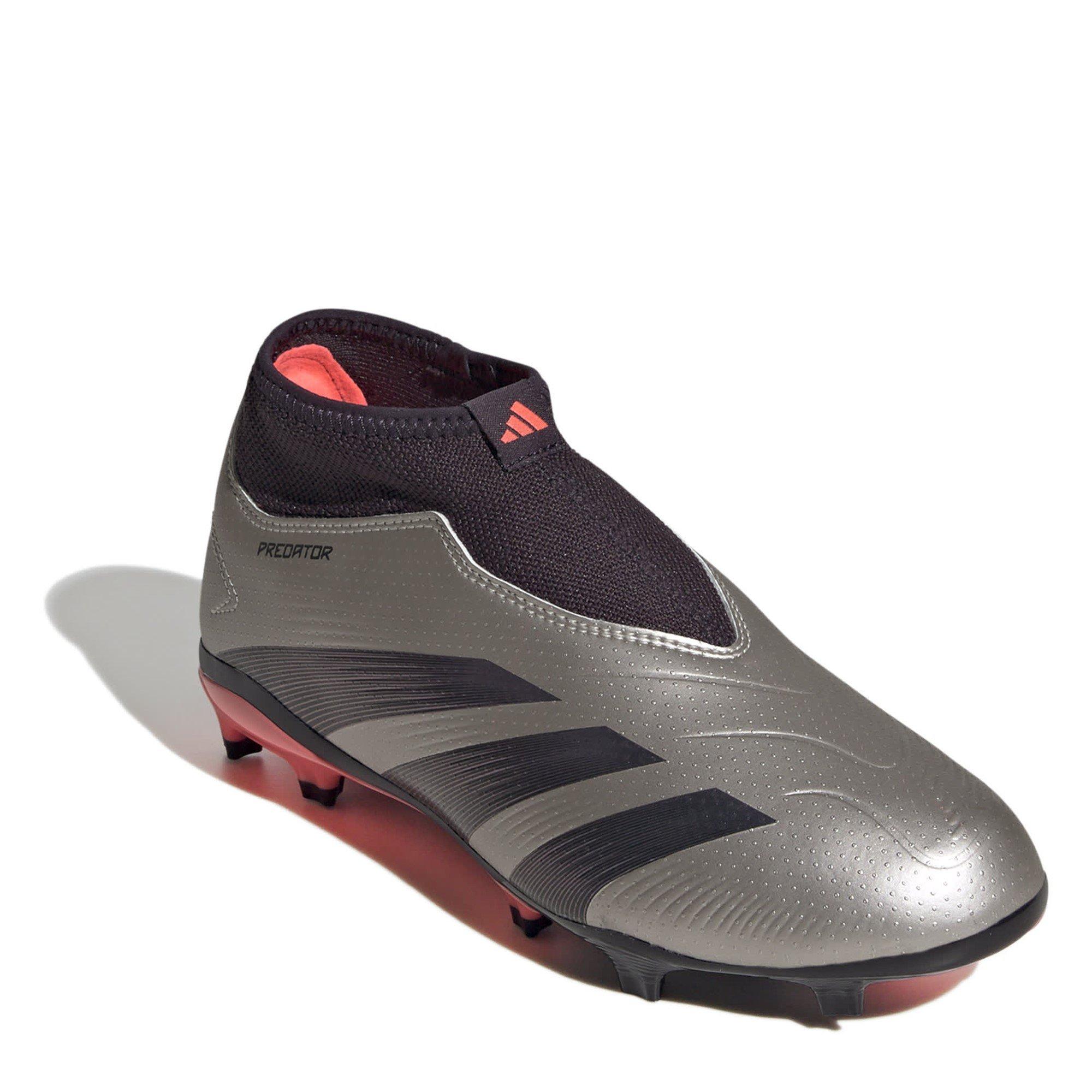 Silver/Black - adidas - Predator 24 League Laceless Childrens Firm Ground Football Boots - 3