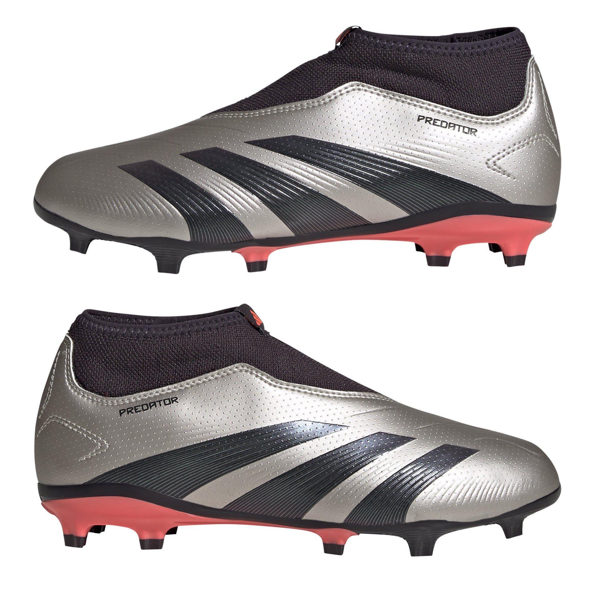 Silver/Black - adidas - Predator 24 League Laceless Childrens Firm Ground Football Boots - 9