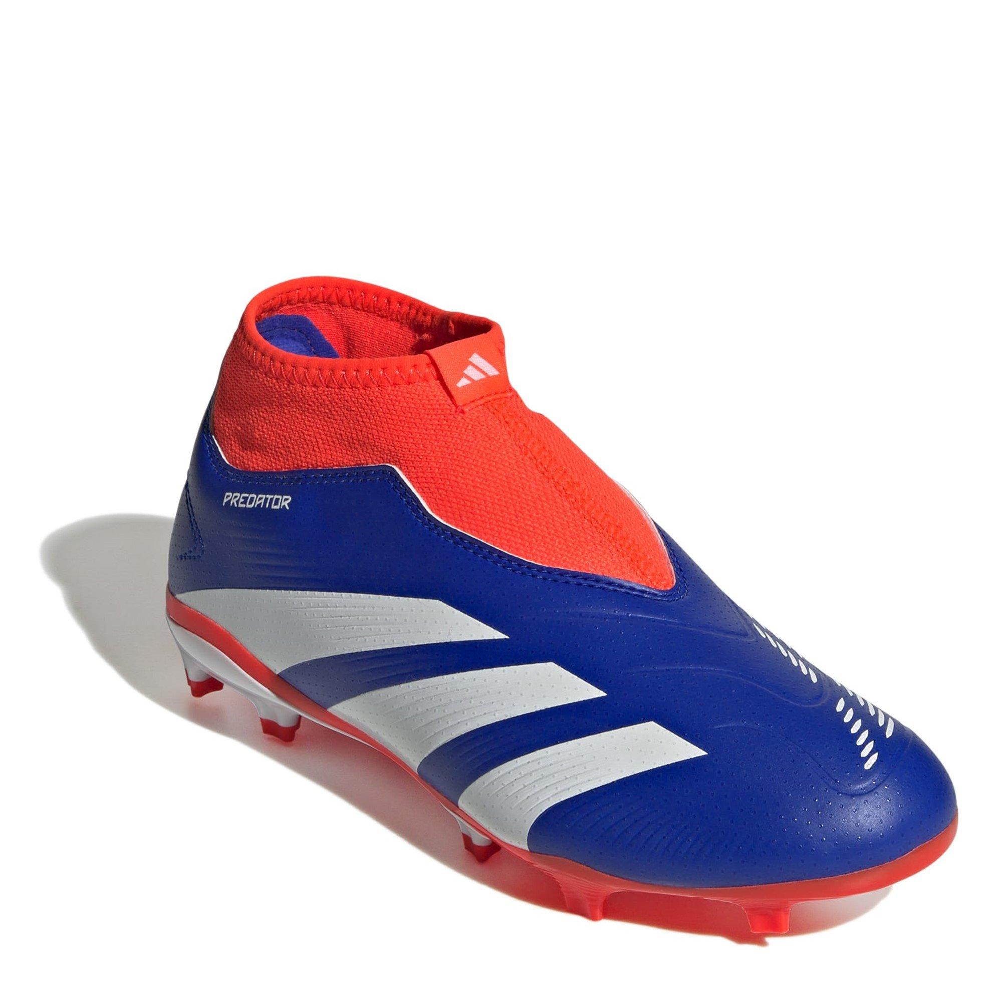 Blå/Hvid/Rød - adidas - Predator 24 League Laceless Childrens Firm Ground Football Boots - 3
