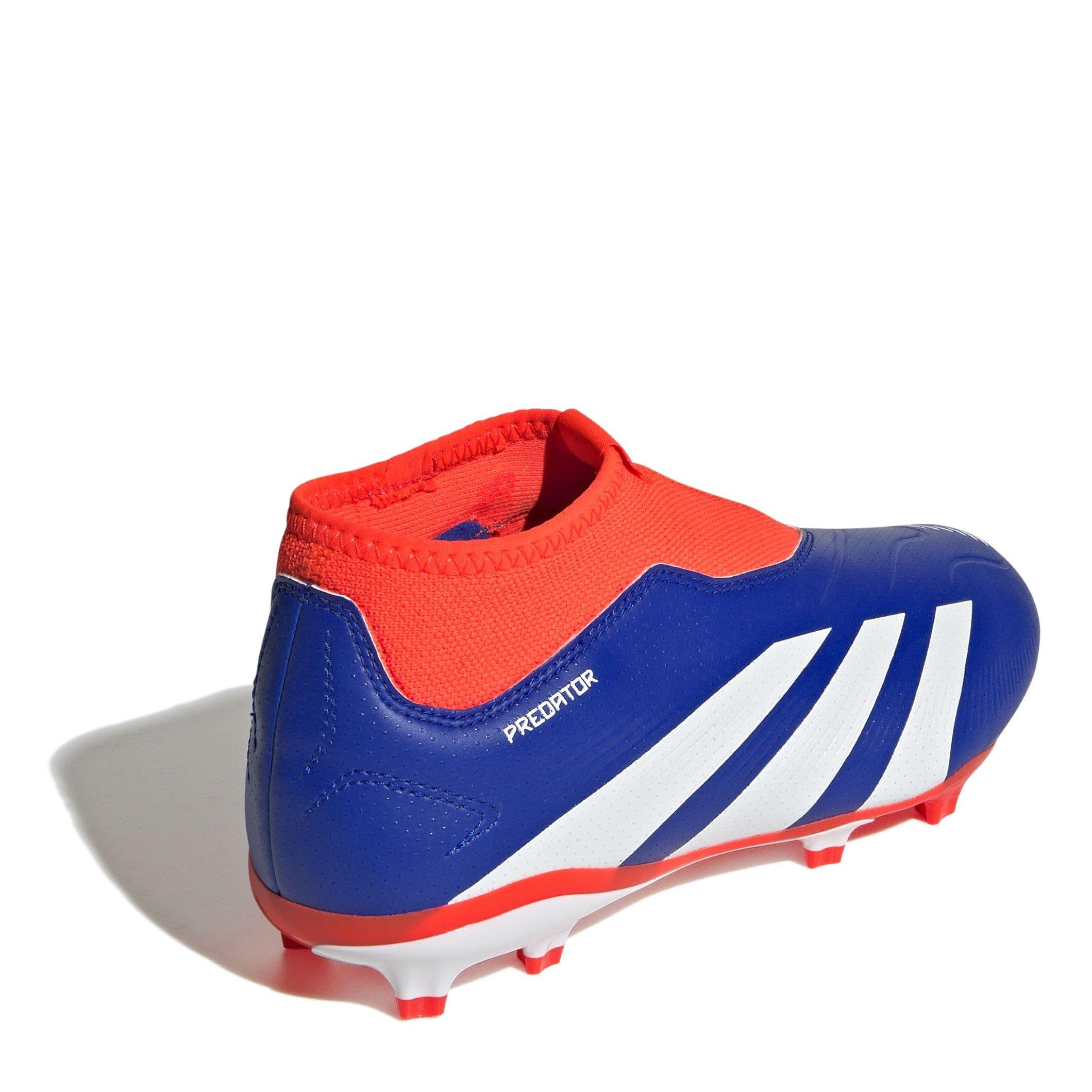 Blå/Hvid/Rød - adidas - Predator 24 League Laceless Childrens Firm Ground Football Boots - 4