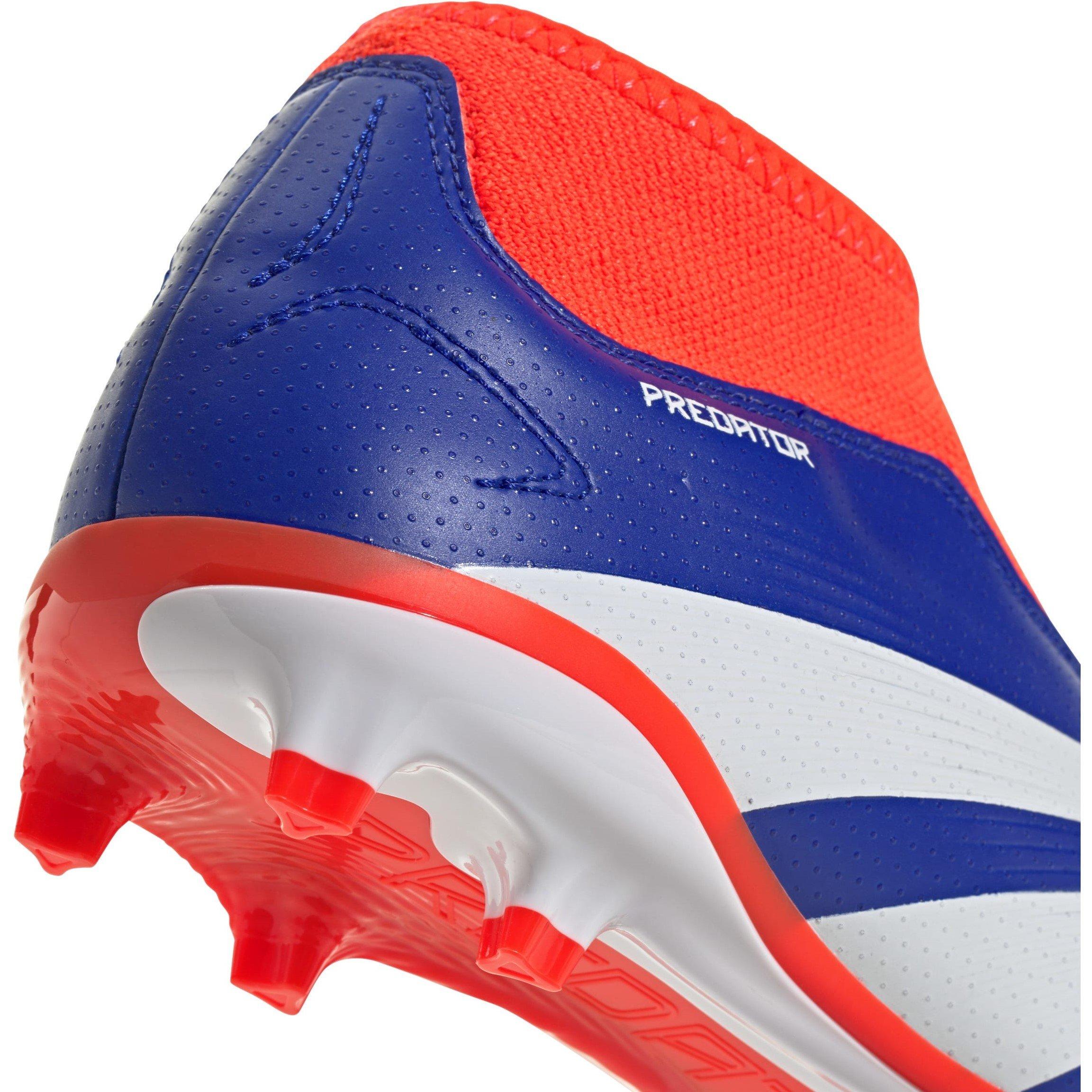 Blå/Hvid/Rød - adidas - Predator 24 League Laceless Childrens Firm Ground Football Boots - 8
