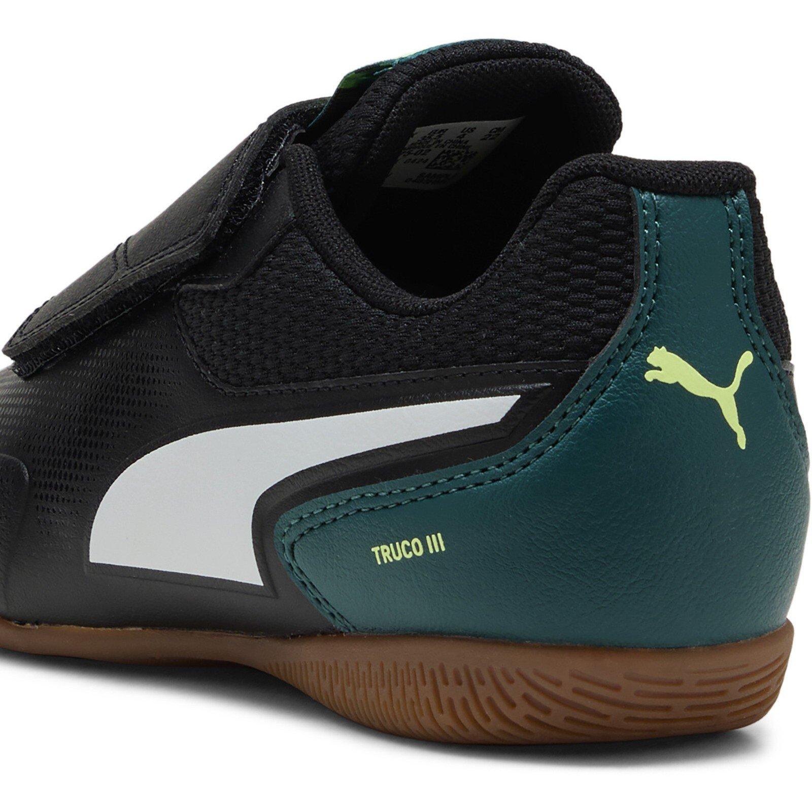 Blk-FL-Wht-VGrn - Puma - Unisex Kids' Truco III V Indoor Football Boots - 5