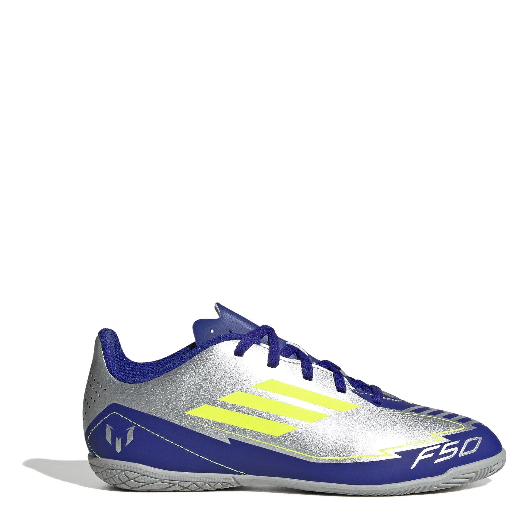 Silver/Blue - adidas - F50 Club Childrens Indoor Football Boots - 1