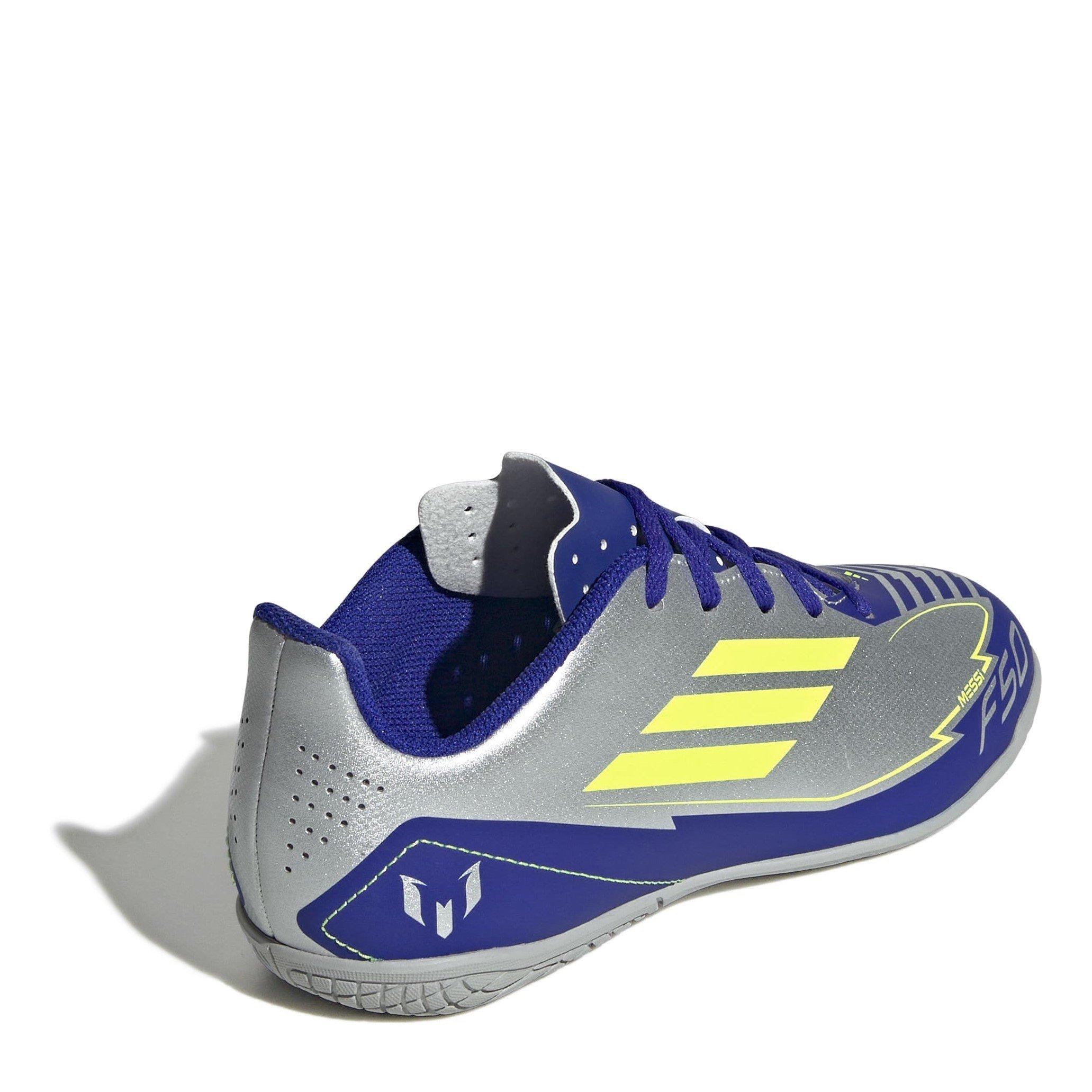 Silver/Blue - adidas - F50 Club Childrens Indoor Football Boots - 4