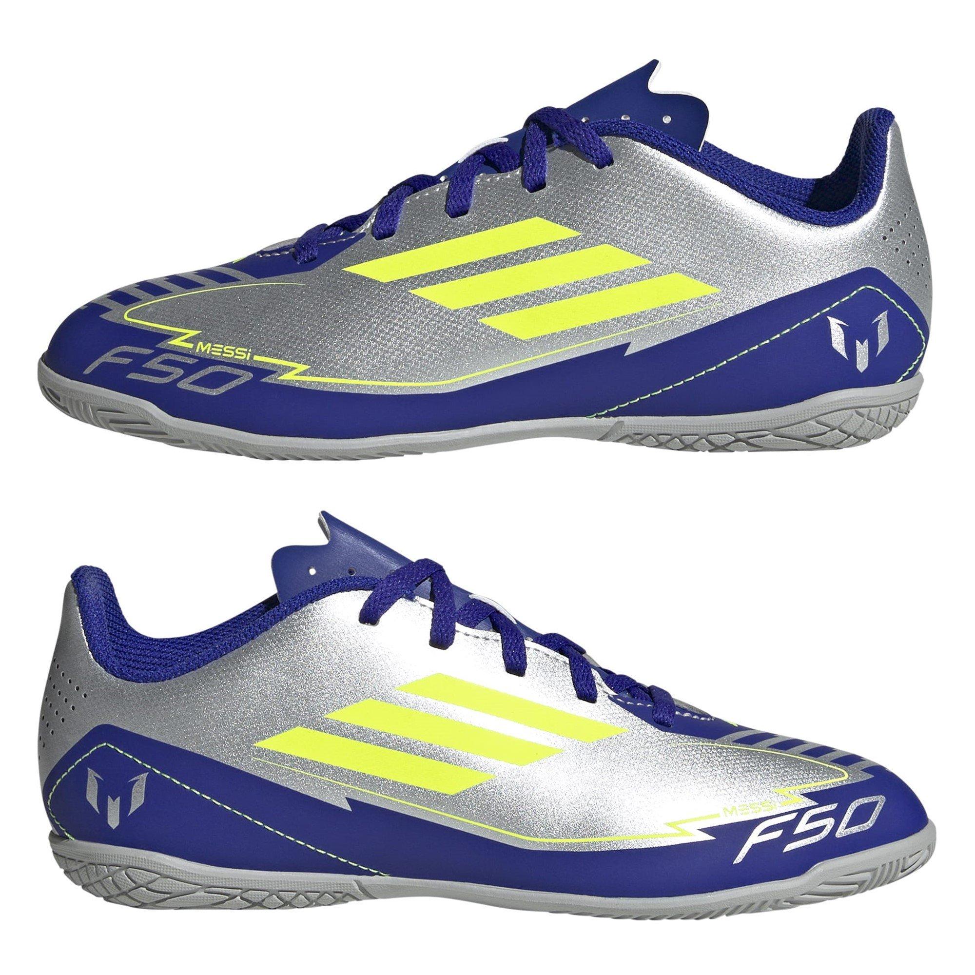 Silver/Blue - adidas - F50 Club Childrens Indoor Football Boots - 9