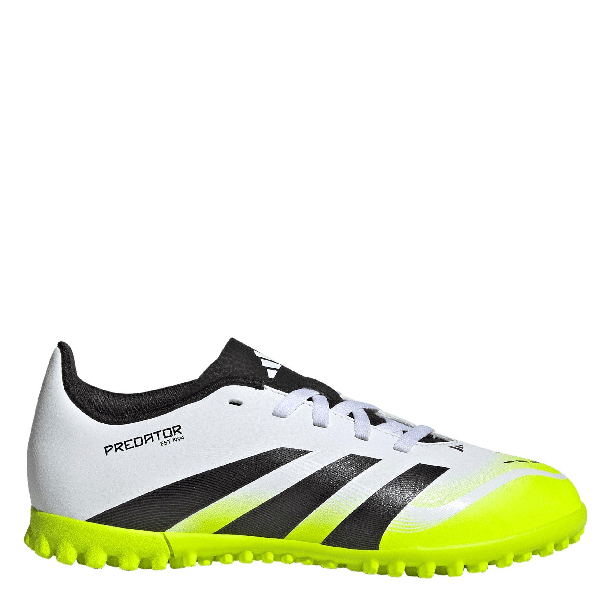 Adidas Boys Predator Club Childrens Astro Turf Football Boots - White/Blk/Lemon - 2 (34)