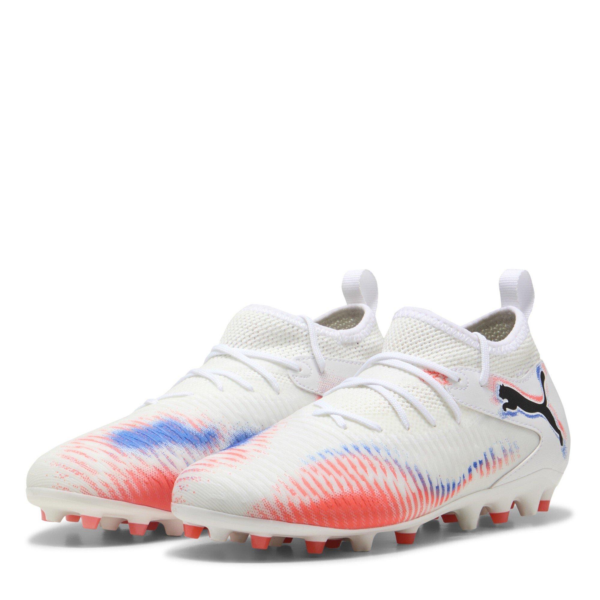 Puma  Kids ' Future 8 Match Mg Firm Ground Football Boots - Wht-Blk-Glw Red - 1.5 (33.5)