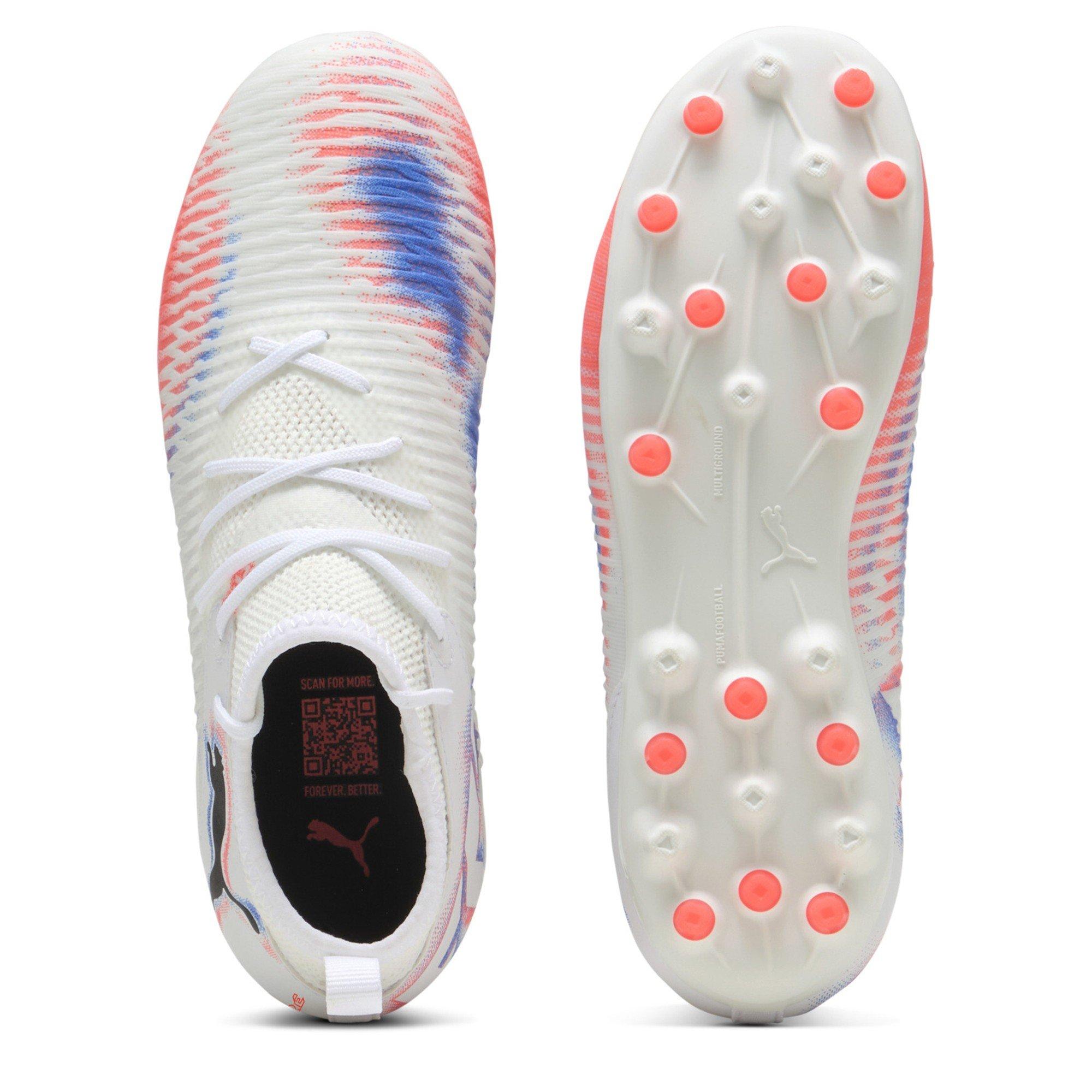 Wht-Blk-Glw Red - Puma - Unisex Kids' Future 8 Match Mg Firm Ground Football Boots - 3