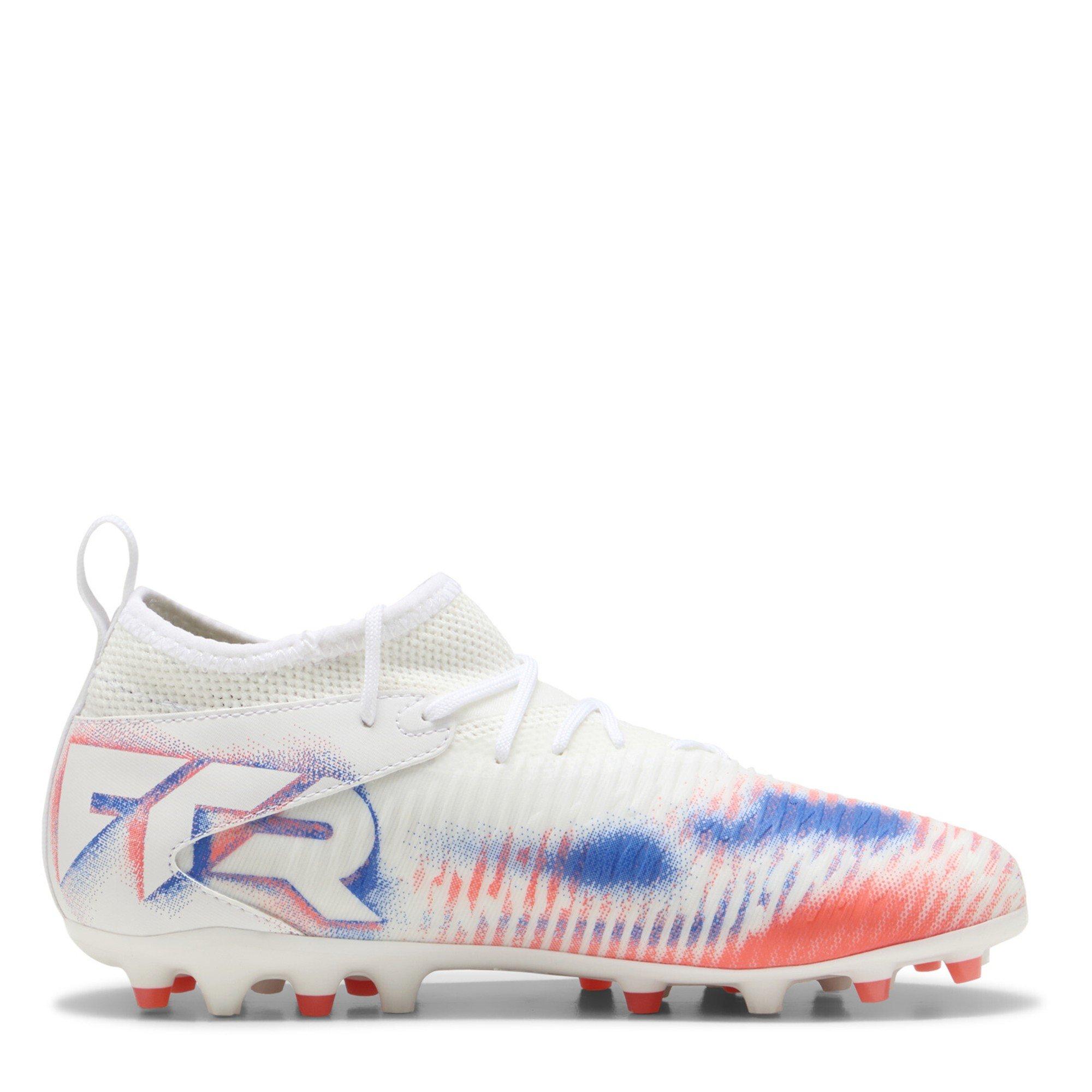 Wht-Blk-Glw Red - Puma - Unisex Kids' Future 8 Match Mg Firm Ground Football Boots - 4