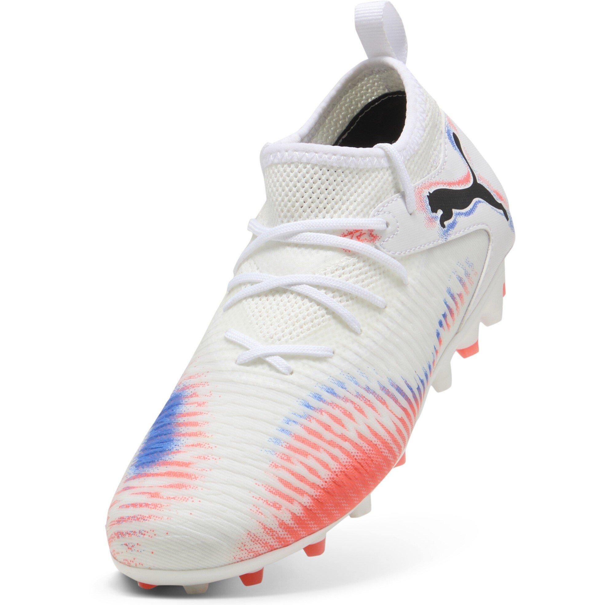 Wht-Blk-Glw Red - Puma - Unisex Kids' Future 8 Match Mg Firm Ground Football Boots - 6
