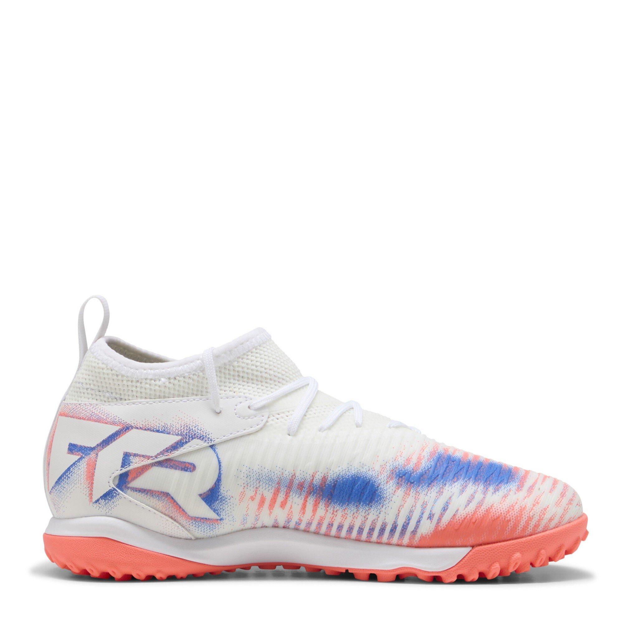 Wht-Blk-Glw Red - Puma - Unisex Kids' Future 8 Match TT Mid Astro Turf Football Boots - 4