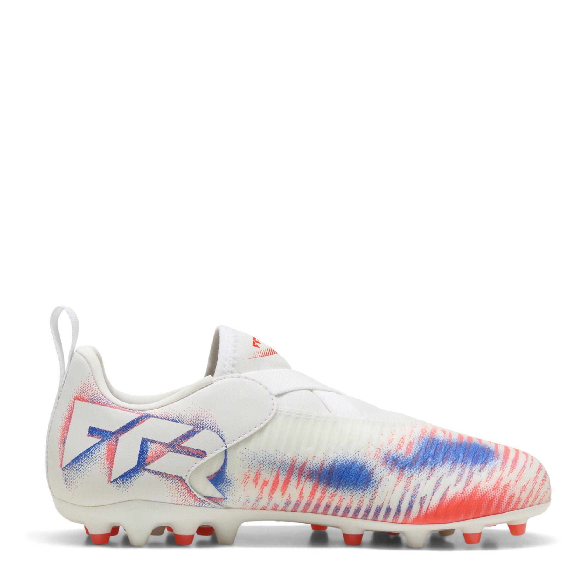 Wht-Blk-Glw Red - Puma - Unisex Kids' Future 8 Match Firm Ground Football Boots - 4