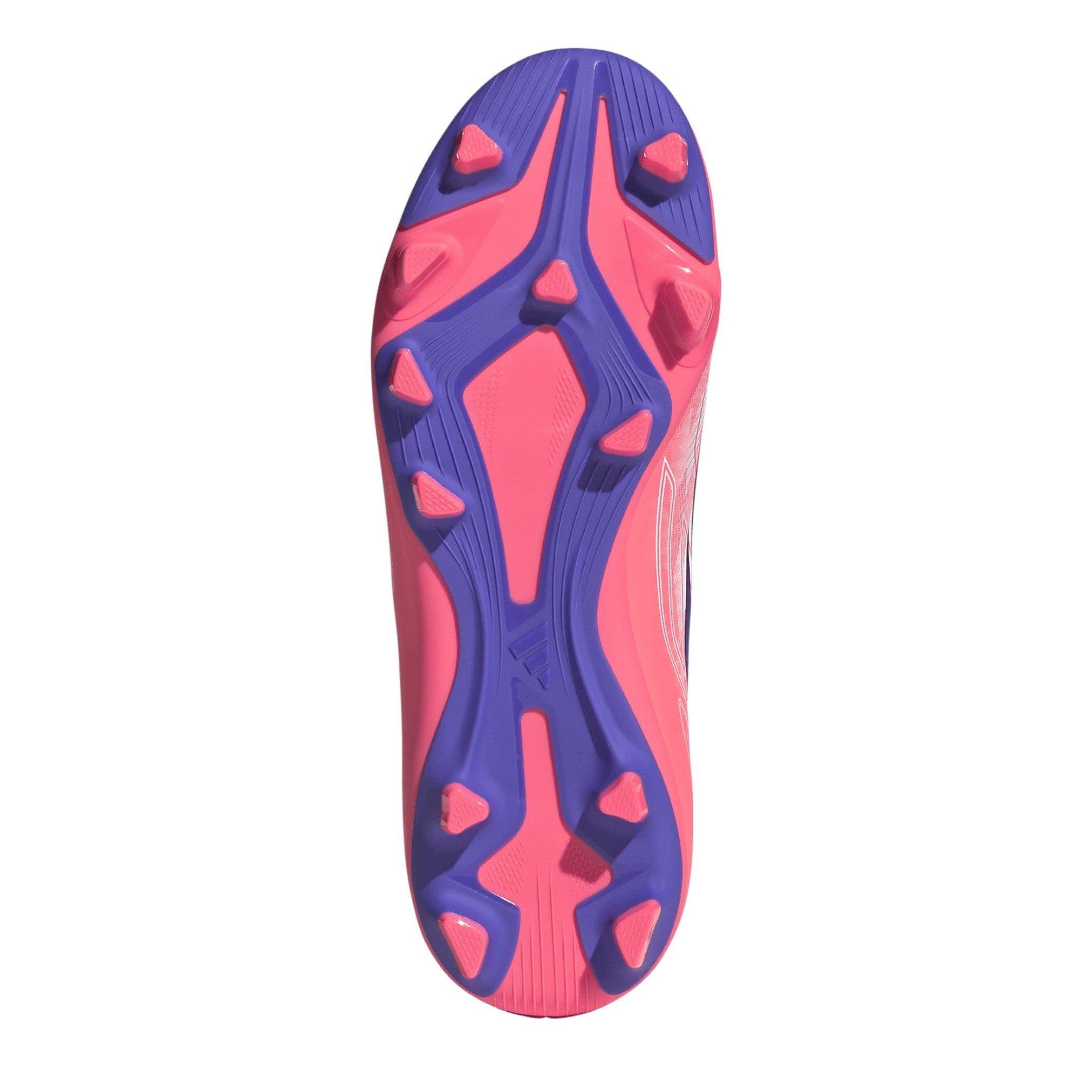 Wit/Koraal - adidas - F50 Hyperfast Club Mid Firm Ground Football Boots Kids - 6