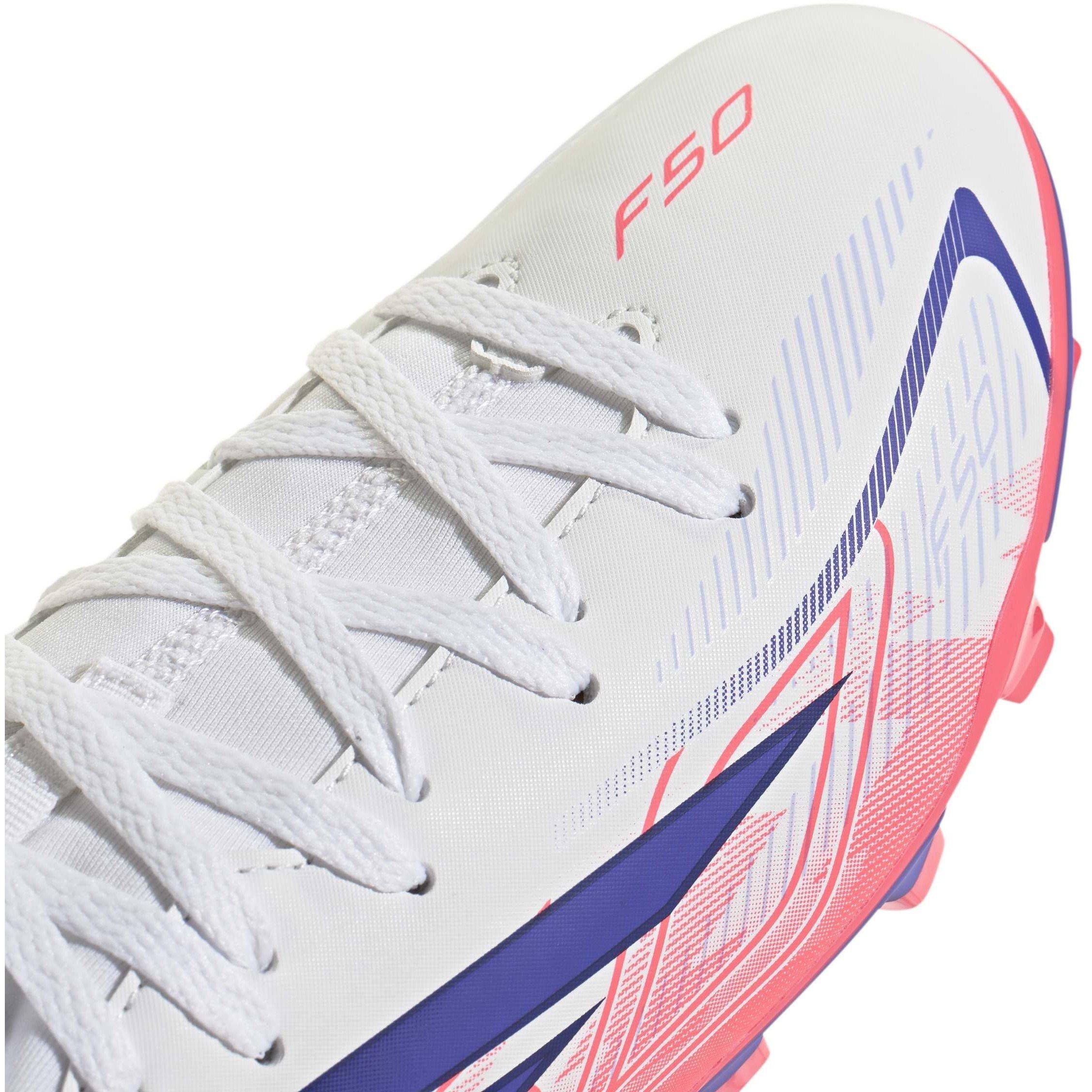 Wit/Koraal - adidas - F50 Hyperfast Club Mid Firm Ground Football Boots Kids - 7