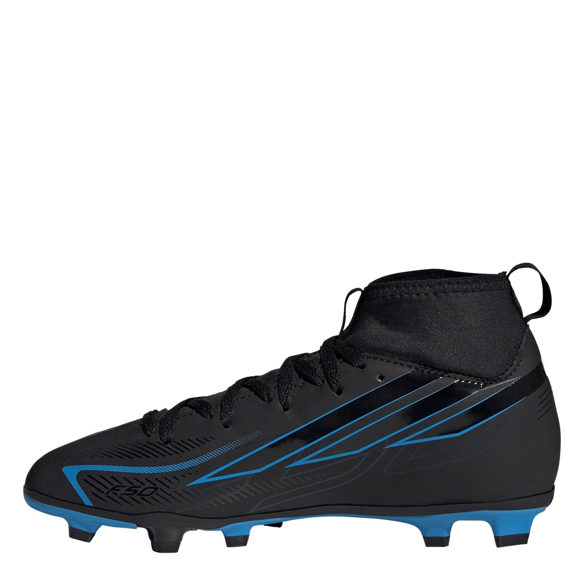Schwarz/Blau - adidas - Kids' F50 Hyperfast Club Mid Firm Ground Football Boots - 2
