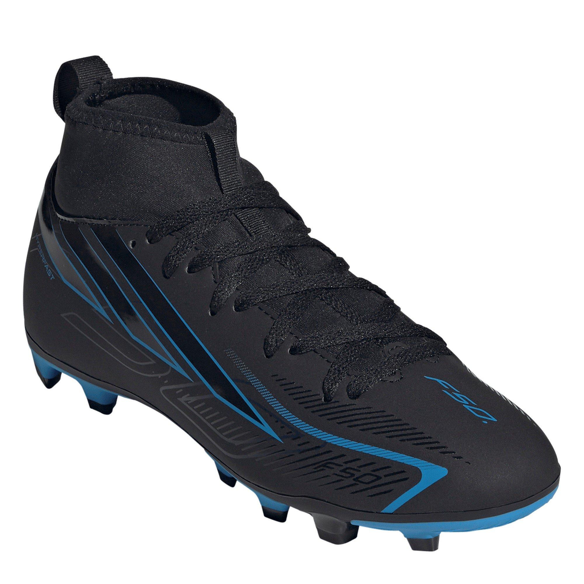 Schwarz/Blau - adidas - Kids' F50 Hyperfast Club Mid Firm Ground Football Boots - 3